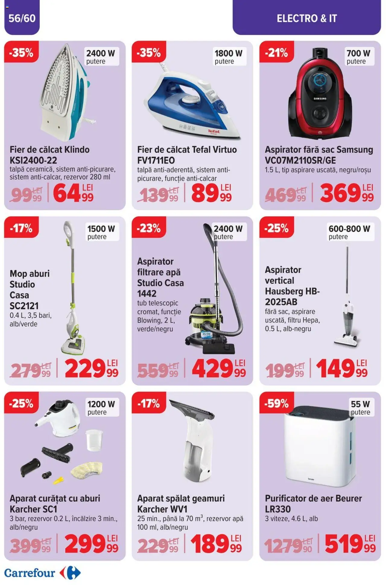 Catalog Carrefour 23 Aprilie - 6 Mai 2025 | Pagina 58 | Produse: Aspirator, Purificator De Aer, Mop, Apă