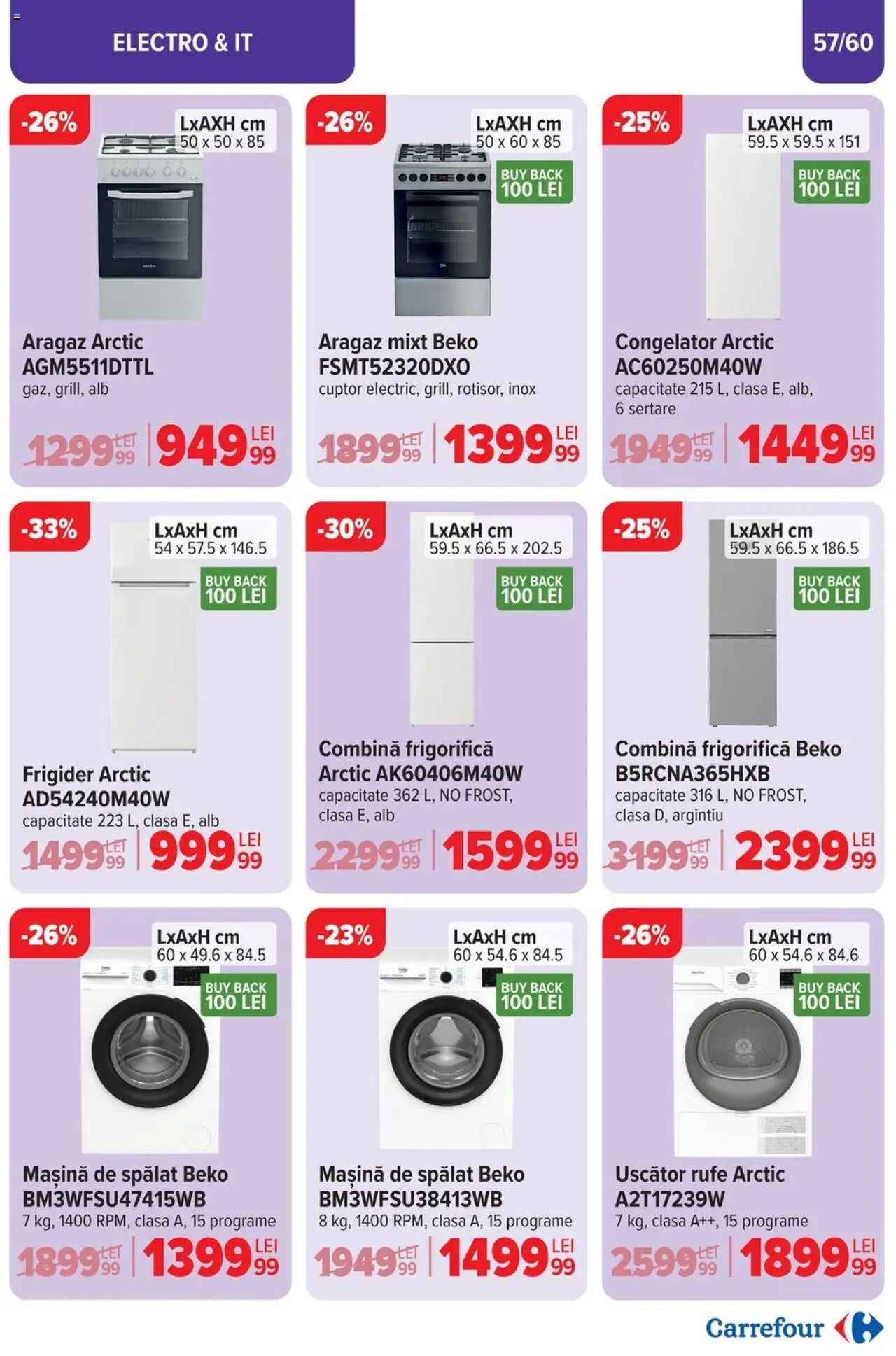 Catalog Carrefour 23 Aprilie - 6 Mai 2025 | Pagina 59 | Produse: Congelator, Mașină De Spălat, Cuptor, Uscător rufe