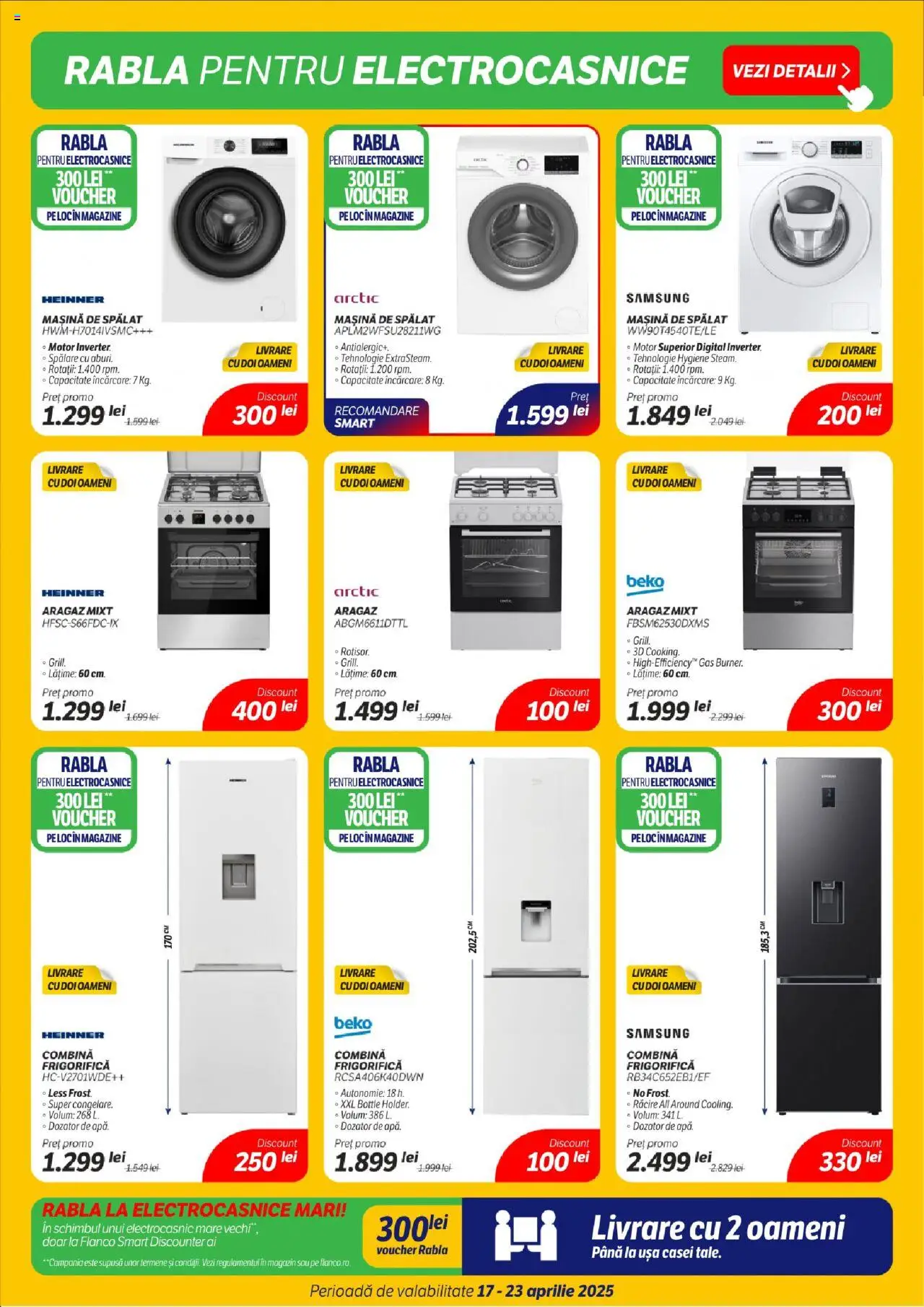 Catalog Flanco 17 - 23 Aprilie 2025 | Pagina 6 | Produse: Mașină De Spălat, Aragaz, Ușă, Combină frigorifică