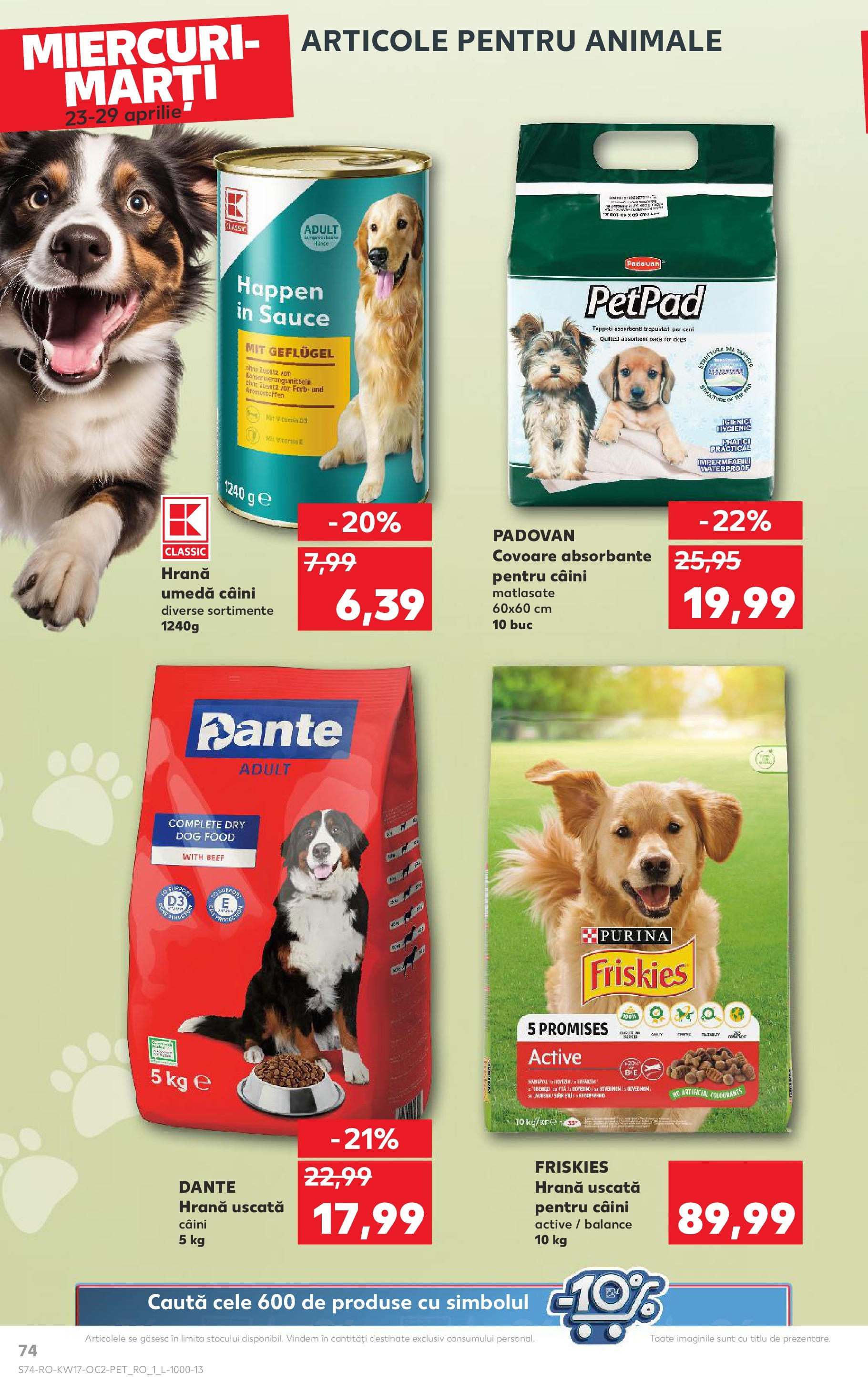 Catalog Kaufland 23 - 29 Aprilie 2025 | Pagina 74 | Produse: Hrană pentru câini, Absorbante