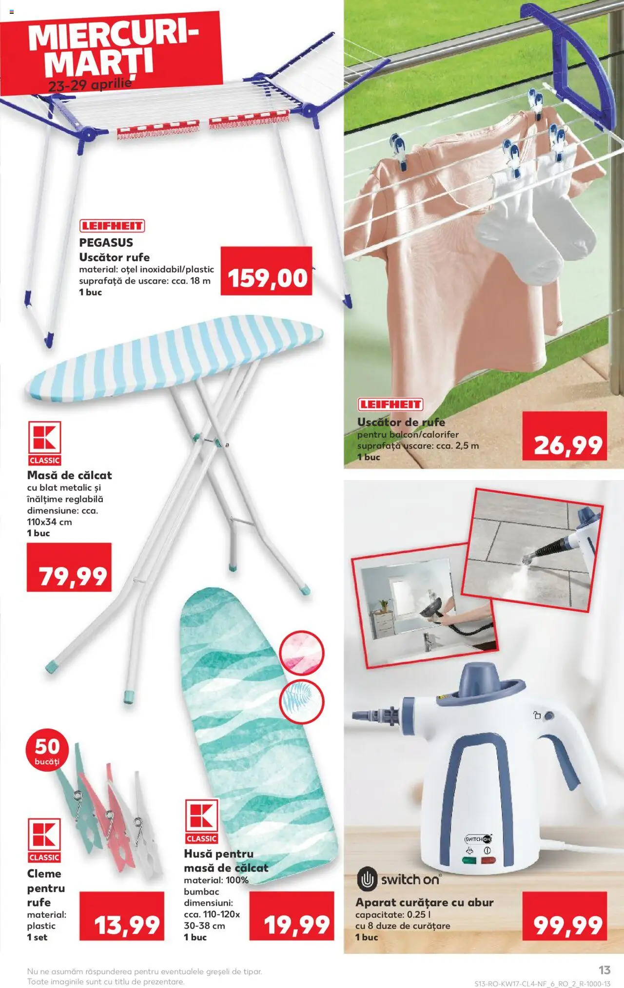 Catalog Kaufland 23 - 29 Aprilie 2025 | Pagina 13 | Produse: Uscător, Uscător rufe, Masă, Masă de călcat