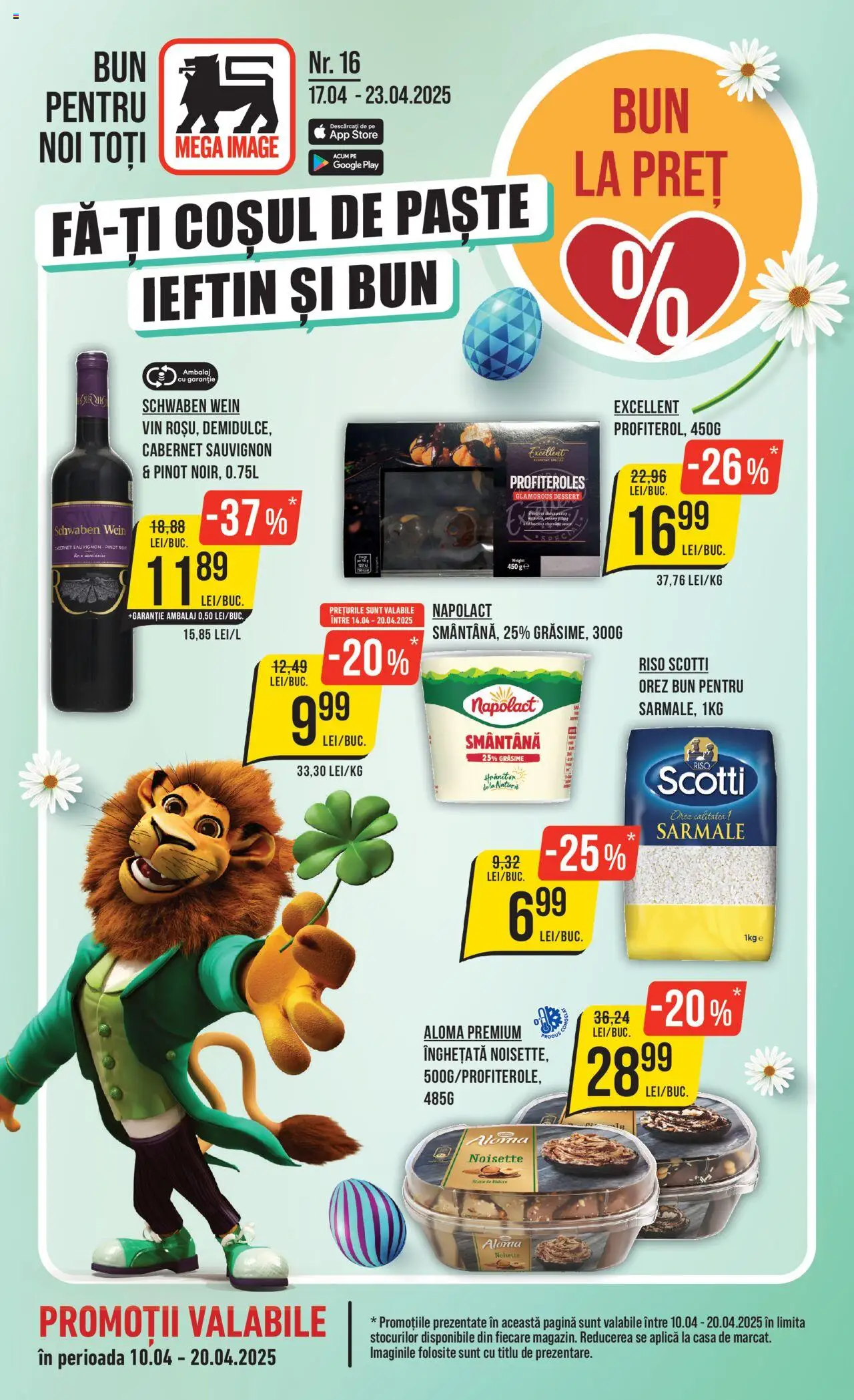 Catalog Mega Image 17 - 23 Aprilie 2025 | Pagina 1 | Produse: Vin, Orez, Paste, Smântână