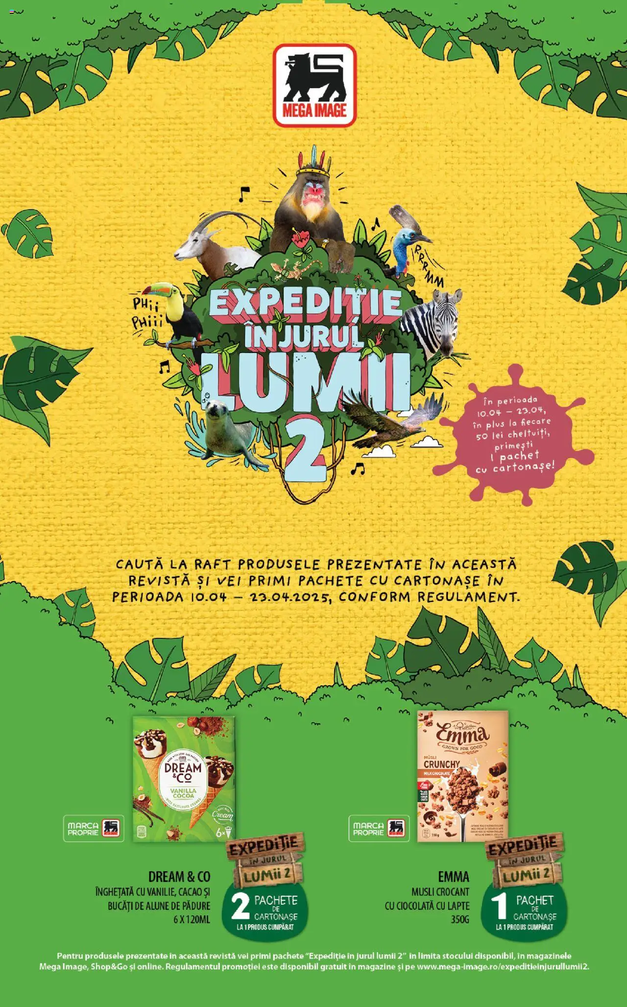 Catalog Mega Image 10 - 23 Aprilie 2025 | Pagina 1 | Produse: Lapte, Ciocolată, Cacao, Înghețată