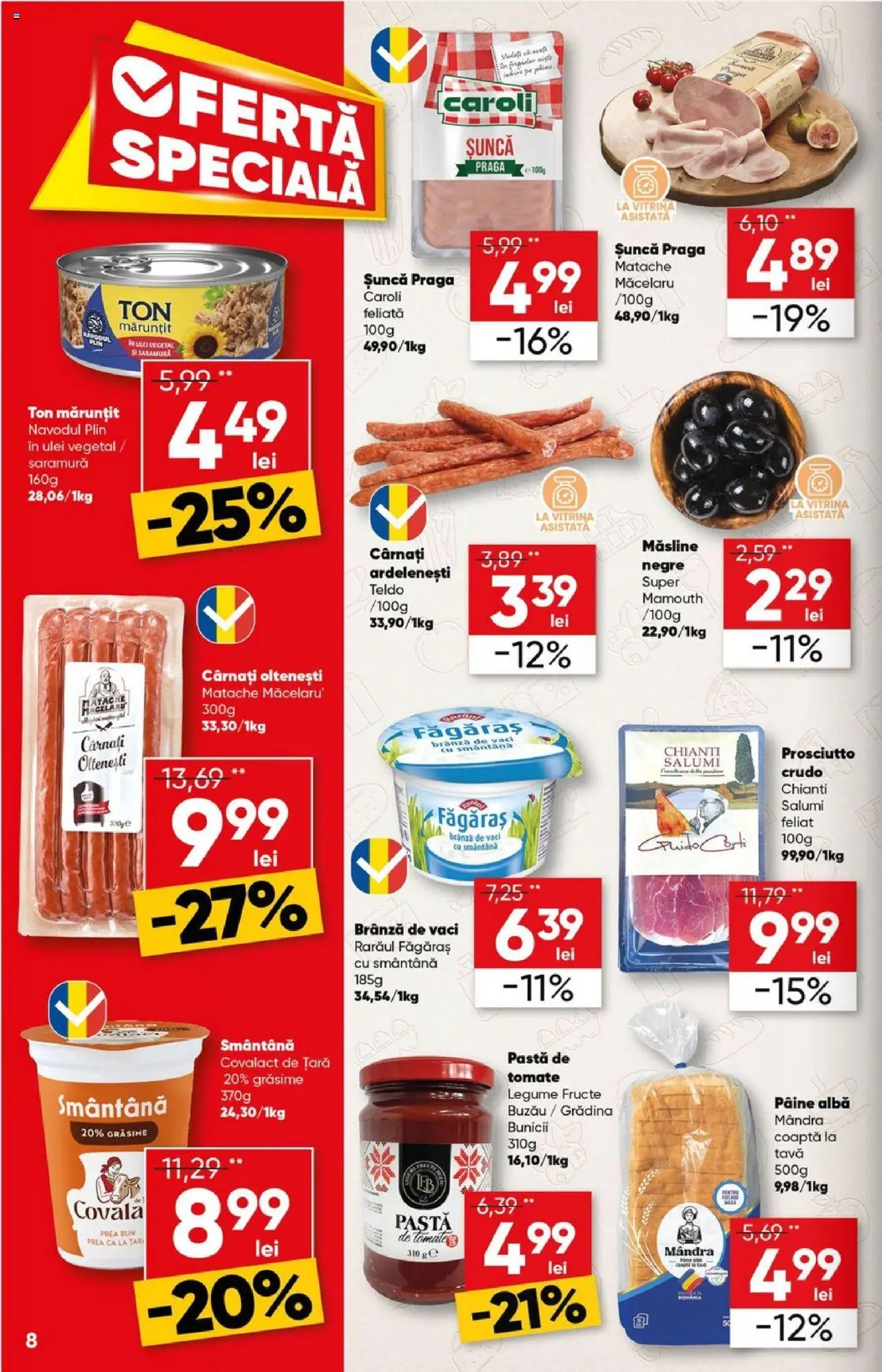 Catalog Profi 16 - 29 Aprilie 2025 | Pagina 8 | Produse: Brânză, Șuncă, Smântână, Legume