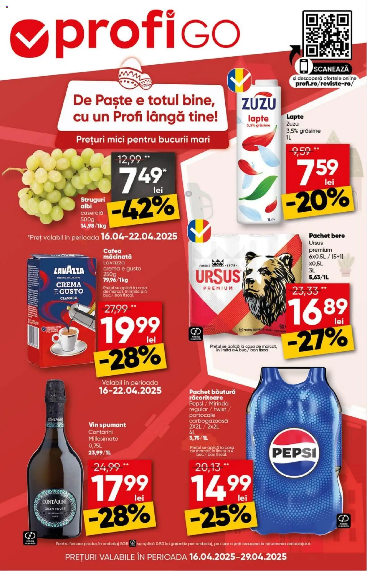 Catalog Profi 16 - 29 Aprilie 2025 | Pagina 1 | Produse: Struguri, Mici, Cafea, Bere