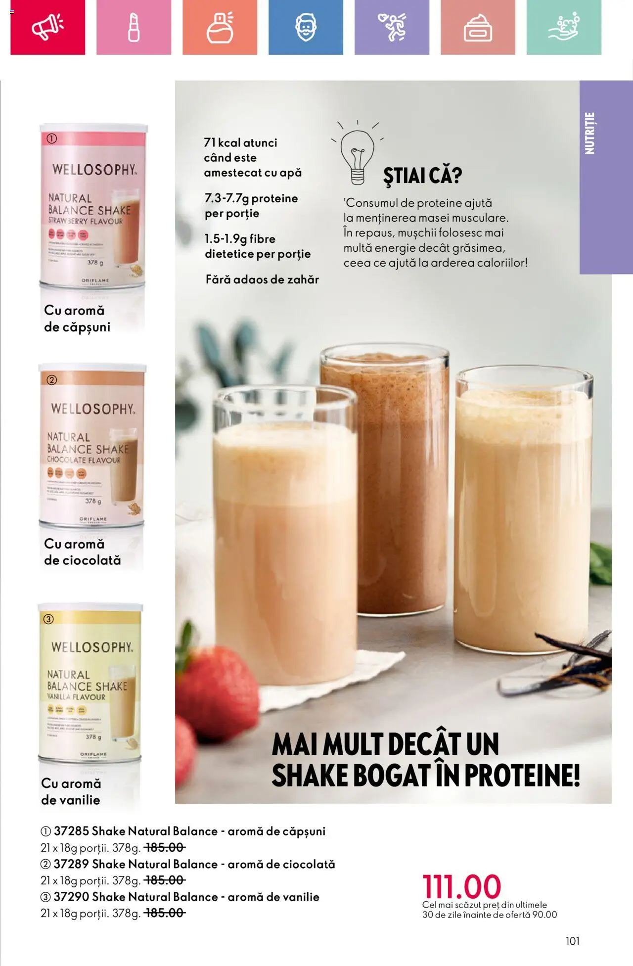 Catalog Oriflame 4 - 24 Mai 2025 | Pagina 101 | Produse: Ciocolată, Căpșuni, Apă, Shake