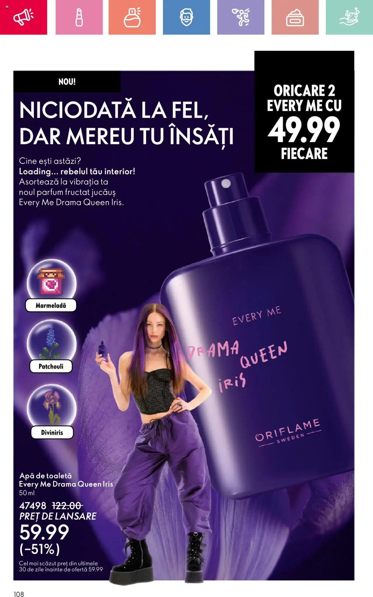 Catalog Oriflame 4 - 24 Mai 2025 | Pagina 108 | Produse: Toaletă, Parfum, Apă de toaletă, Apă