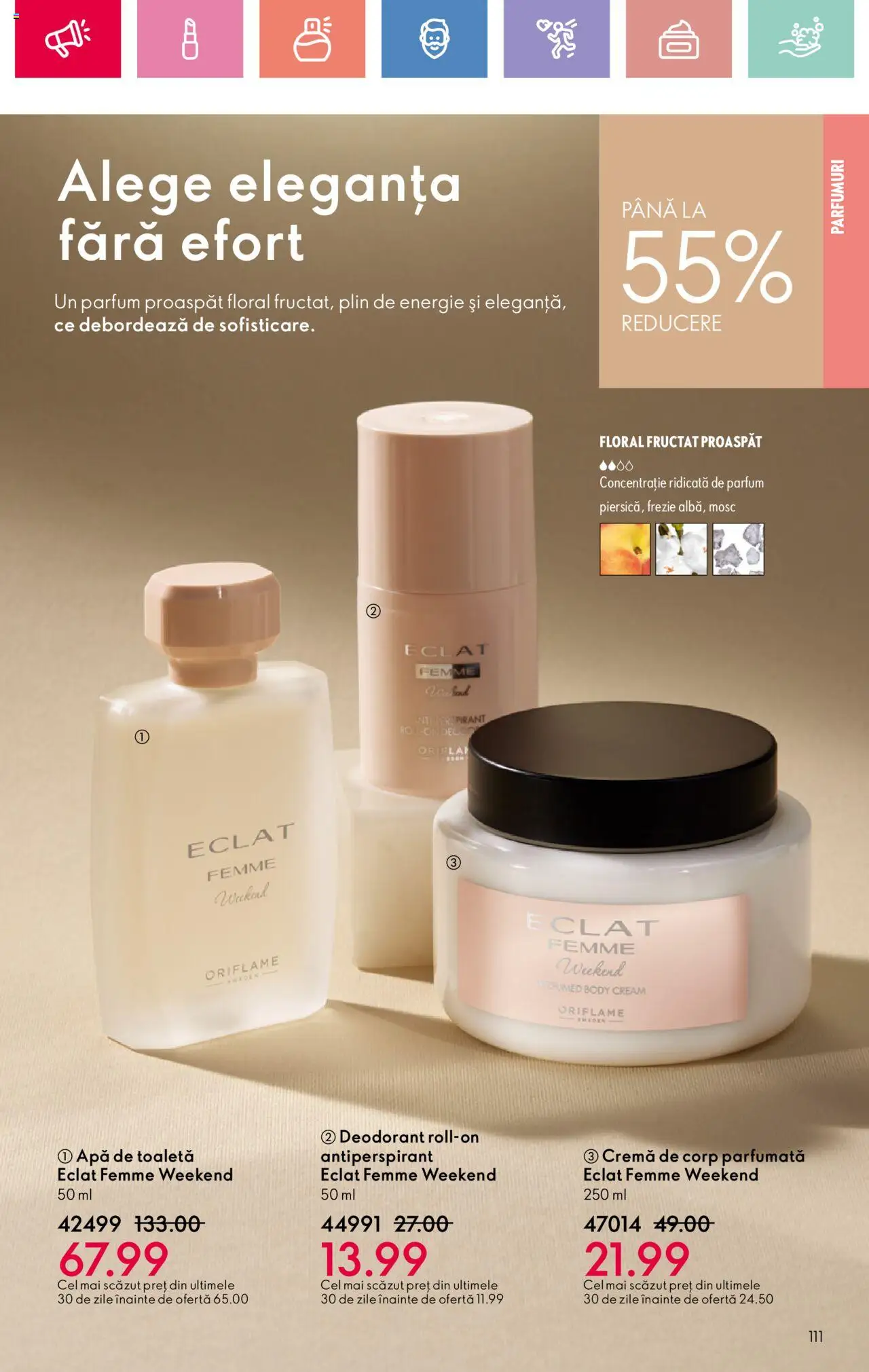 Catalog Oriflame 4 - 24 Mai 2025 | Pagina 111 | Produse: Parfum, Apă de toaletă, Deodorant, Apă