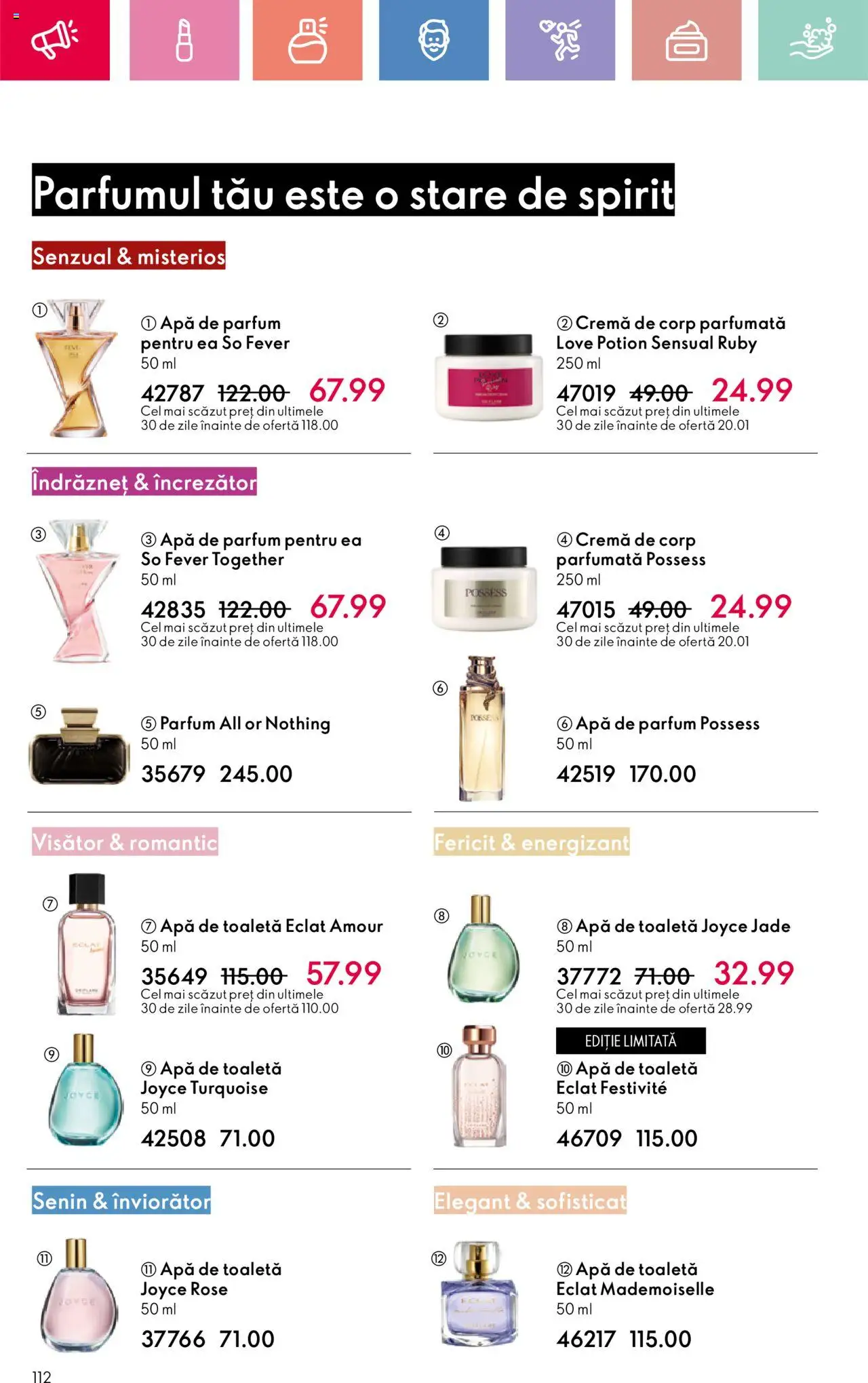 Catalog Oriflame 4 - 24 Mai 2025 | Pagina 112 | Produse: Toaletă, Cremă, Cremă de corp, Apă