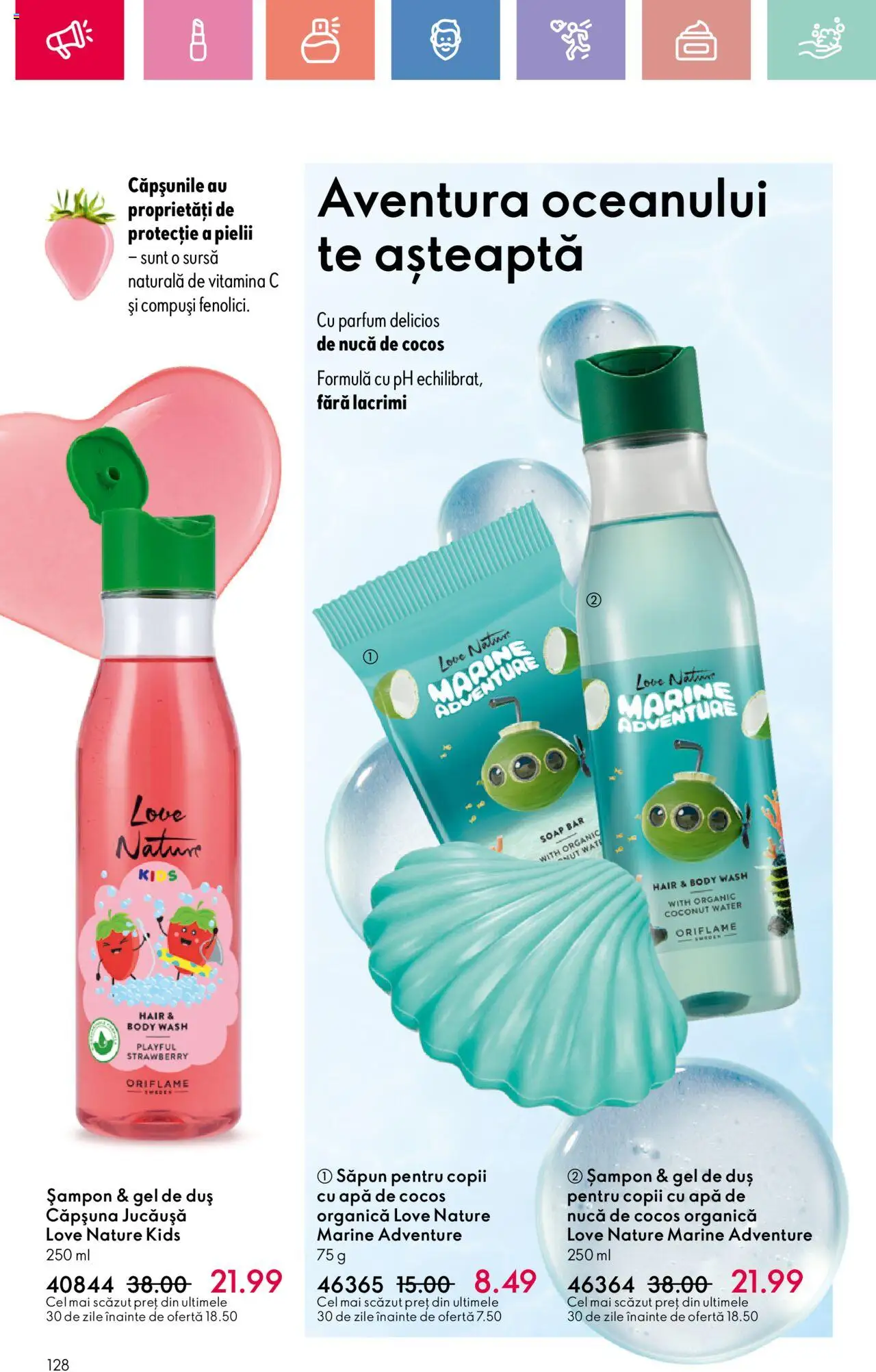 Catalog Oriflame 4 - 24 Mai 2025 | Pagina 128 | Produse: Body, Duș, Șampon, Apă