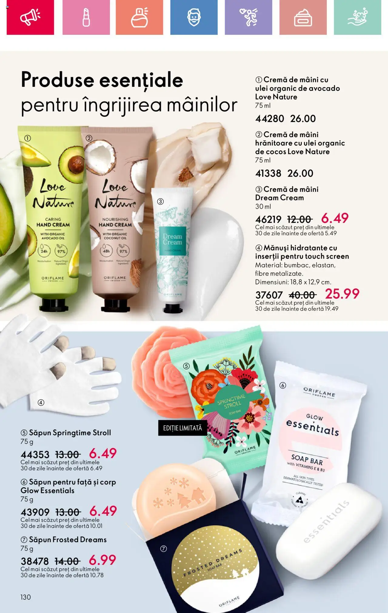 Catalog Oriflame 4 - 24 Mai 2025 | Pagina 130 | Produse: Mănuși, Ulei, Săpun, Avocado