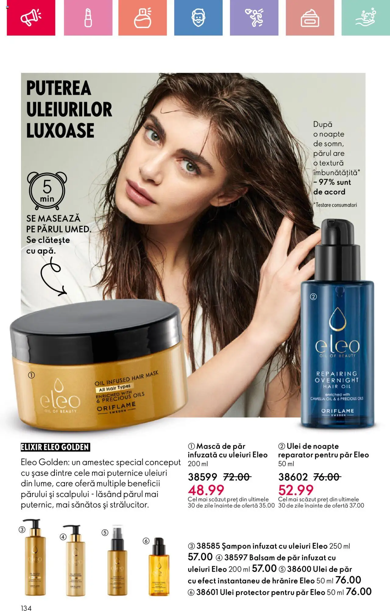 Catalog Oriflame 4 - 24 Mai 2025 | Pagina 134 | Produse: Șampon, Ulei de păr, Balsam de păr, Ulei