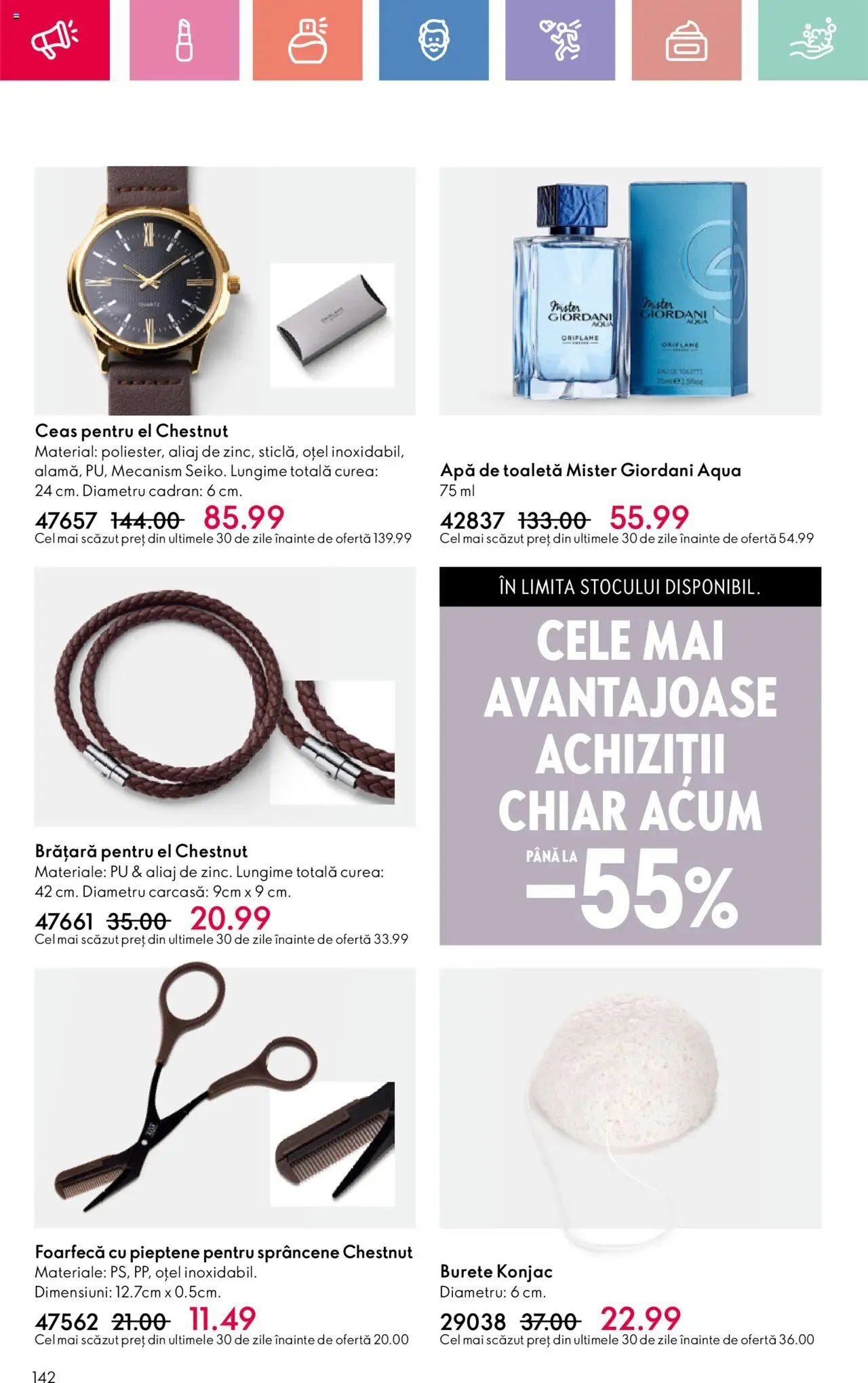 Catalog Oriflame 4 - 24 Mai 2025 | Pagina 142 | Produse: Ceas, Carcasă, Brățară, Apă
