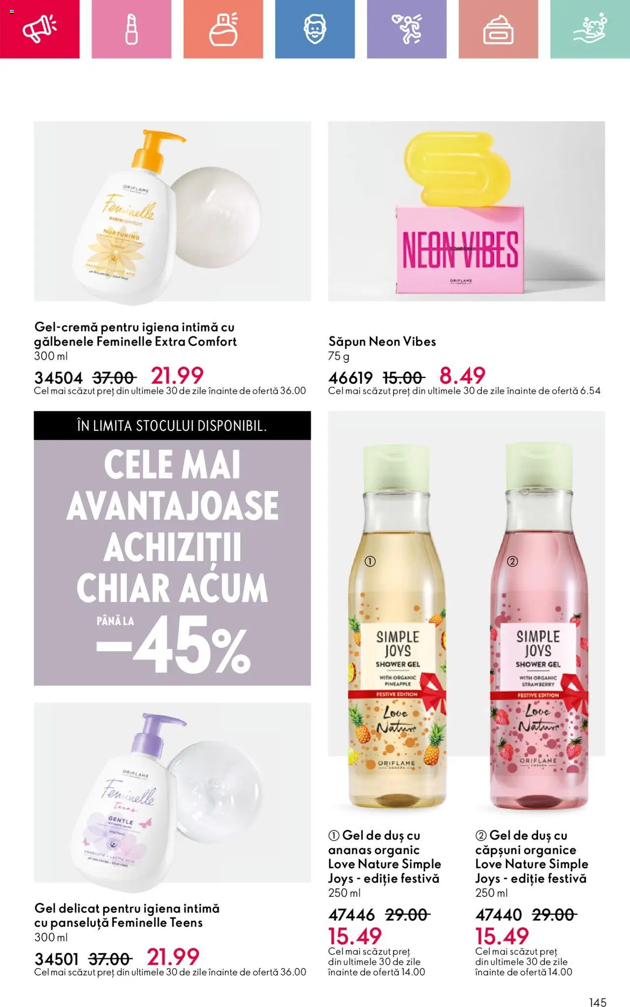 Catalog Oriflame 4 - 24 Mai 2025 | Pagina 145 | Produse: Săpun, Gel de duș, Ananas, Căpșuni