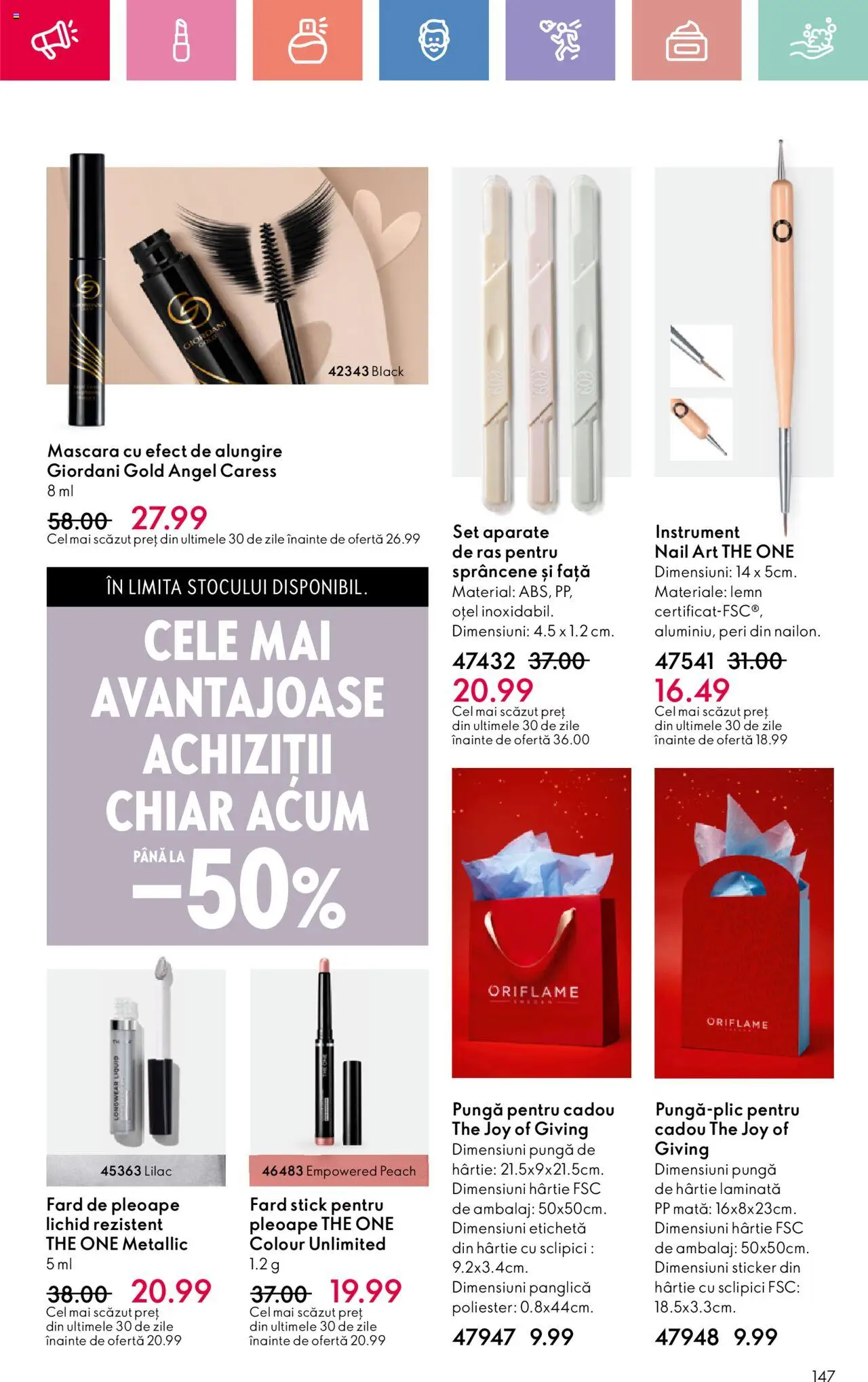 Catalog Oriflame 4 - 24 Mai 2025 | Pagina 147 | Produse: Pungă, Mascara, Fard de pleoape