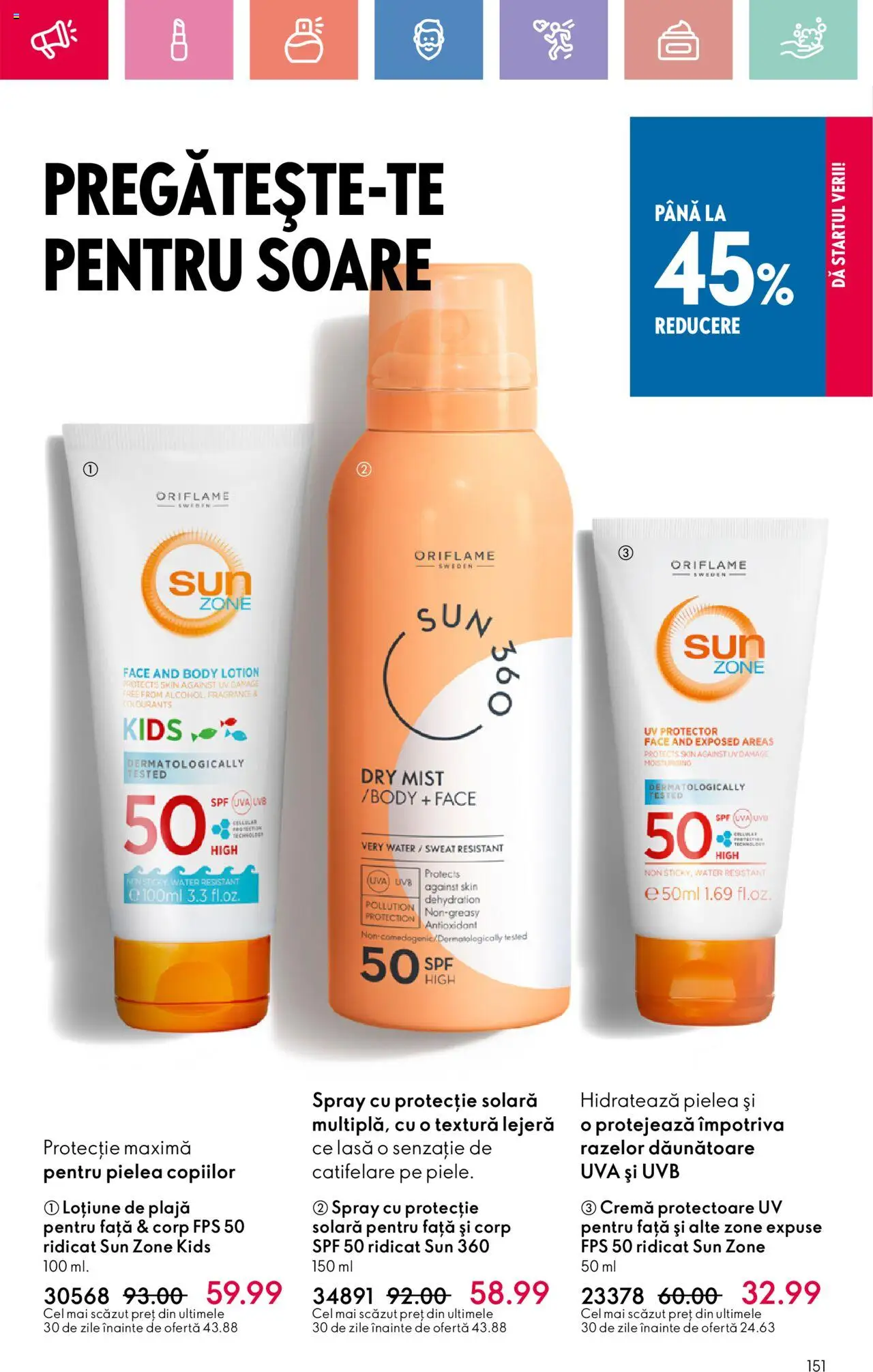 Catalog Oriflame 4 - 24 Mai 2025 | Pagina 151 | Produse: Body, Cremă, Protecție solară