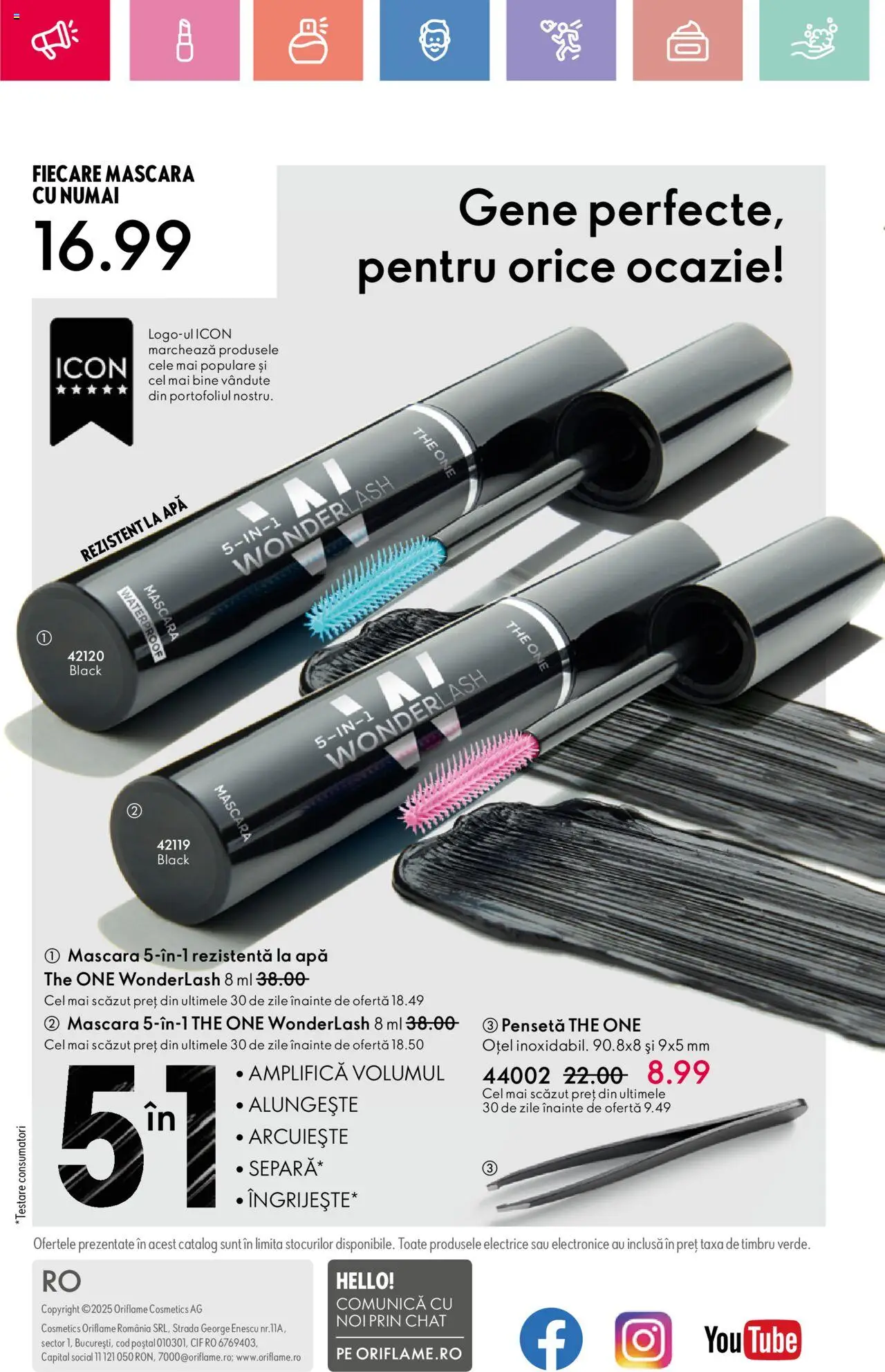 Catalog Oriflame 4 - 24 Mai 2025 | Pagina 164 | Produse: Pensetă, Mascara, Apă
