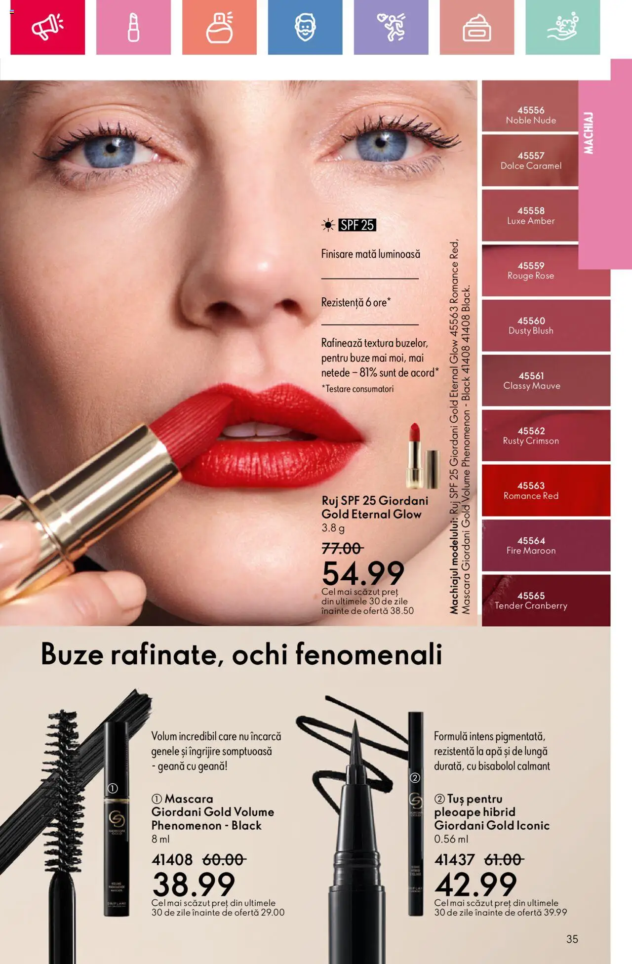 Catalog Oriflame 4 - 24 Mai 2025 | Pagina 35 | Produse: Machiaj, Blush, Mascara, Ruj