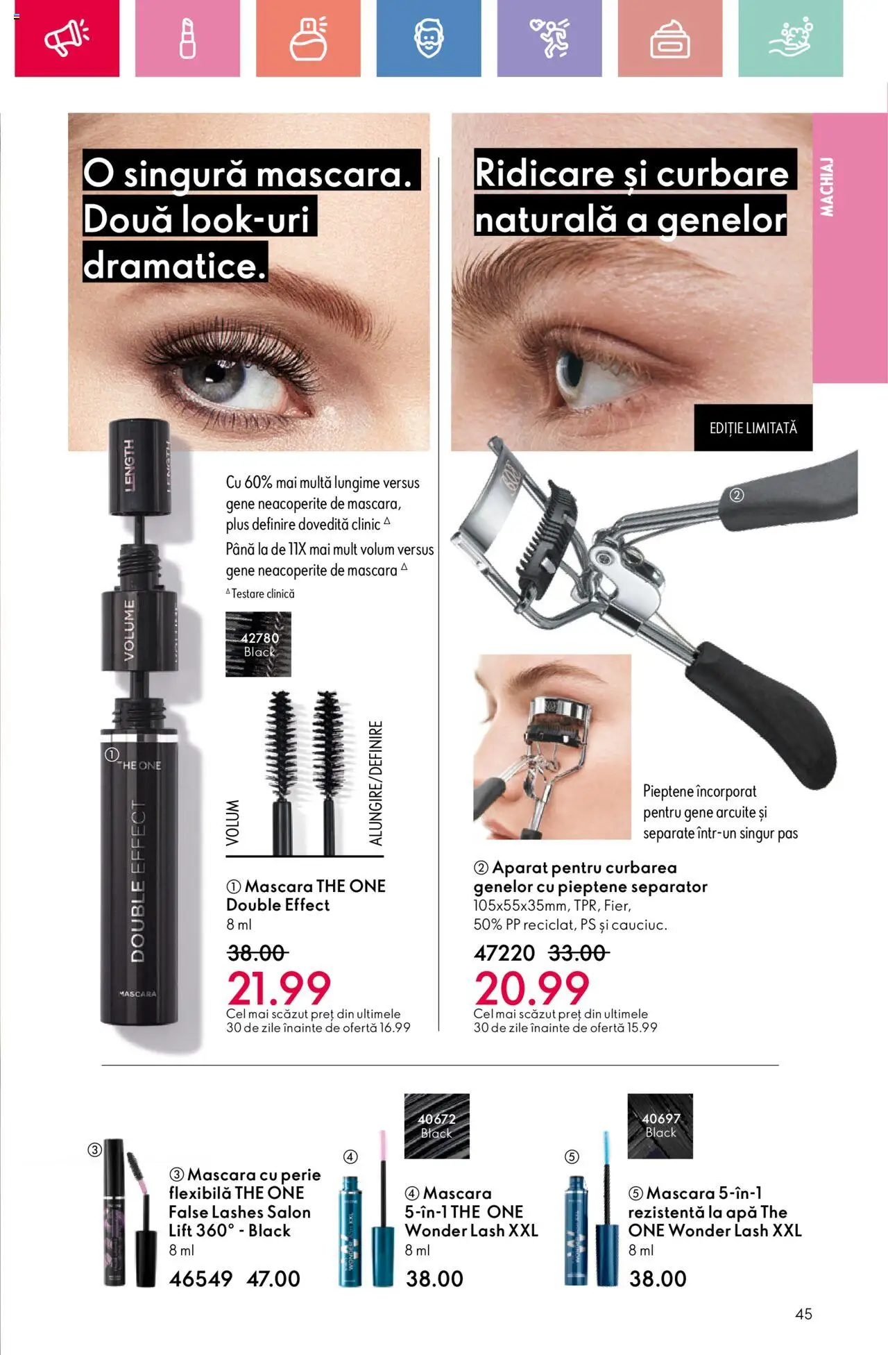 Catalog Oriflame 4 - 24 Mai 2025 | Pagina 45 | Produse: Machiaj, Perie, Mascara, Apă