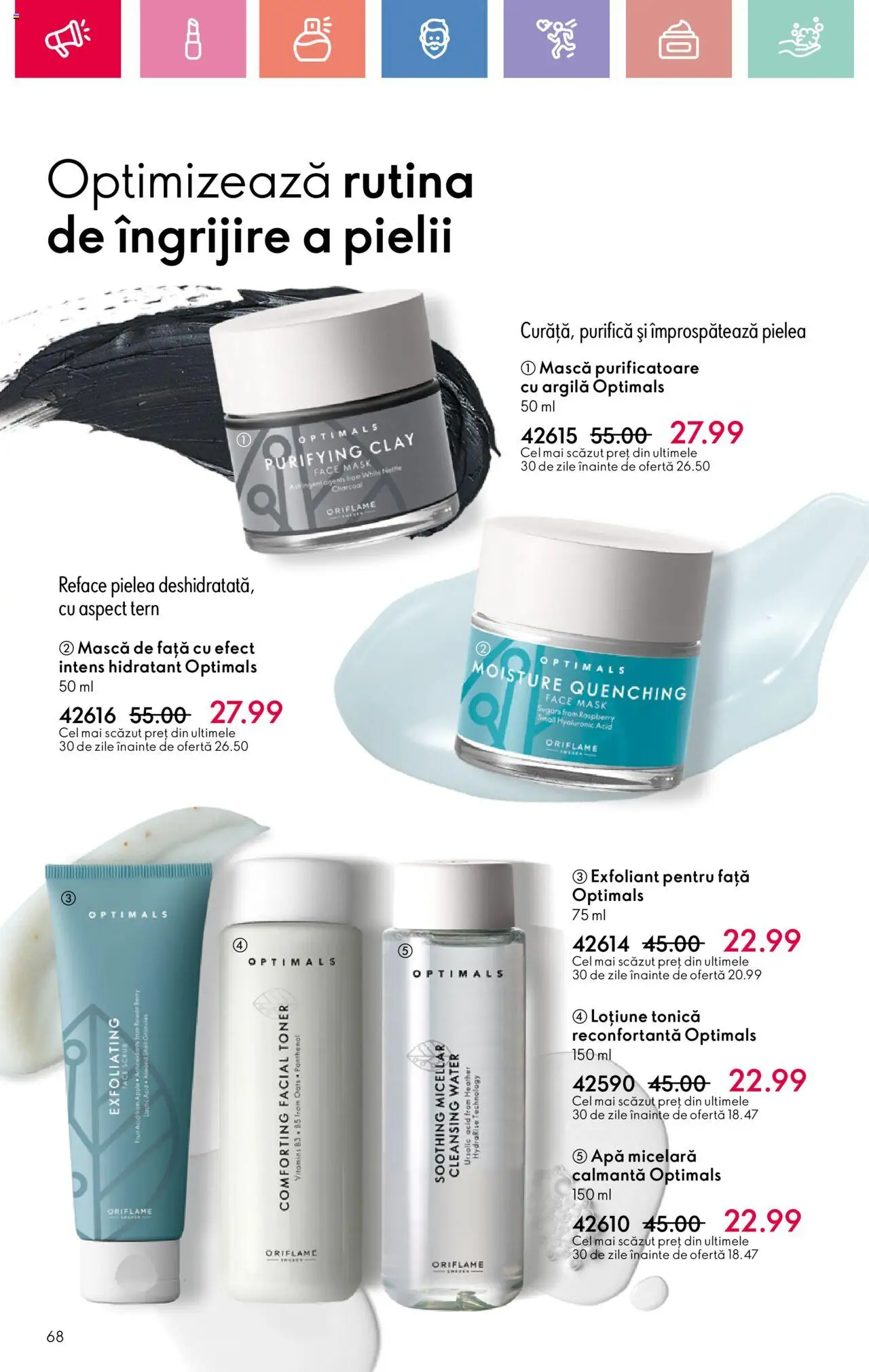 Catalog Oriflame 4 - 24 Mai 2025 | Pagina 68 | Produse: Loțiune tonică, Scrub, Toner, Apă