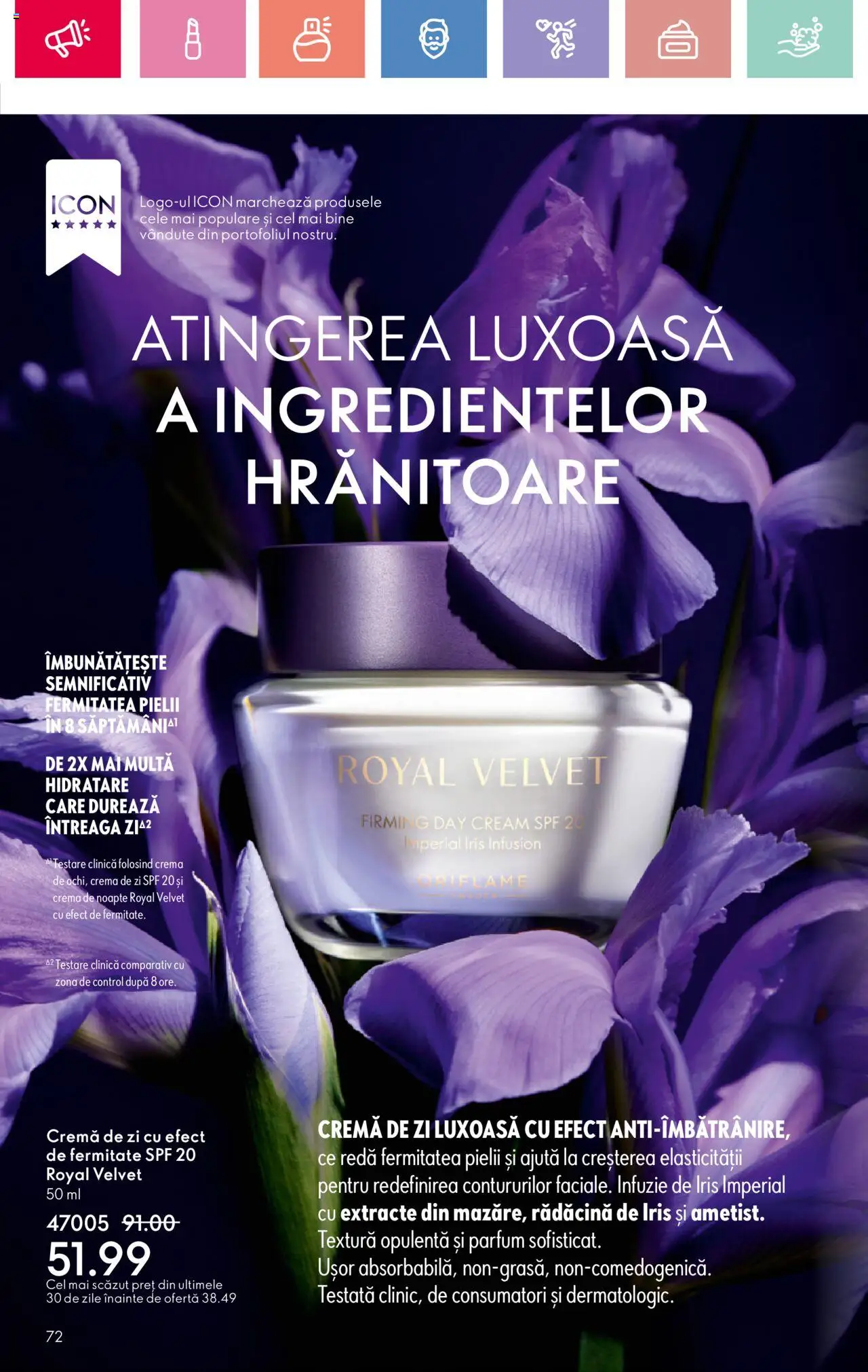 Catalog Oriflame 4 - 24 Mai 2025 | Pagina 72 | Produse: Cremă de zi, Cremă de noapte, Parfum, Cremă