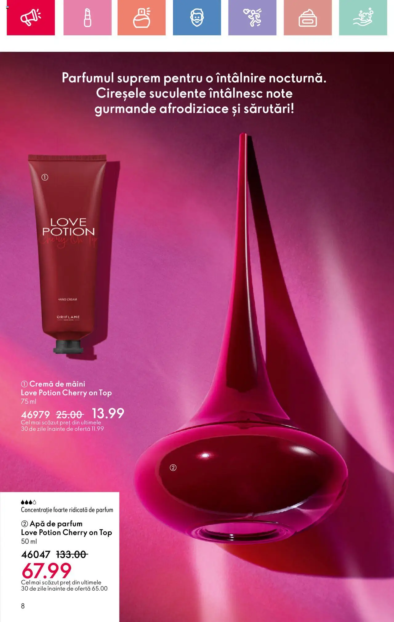 Catalog Oriflame 4 - 24 Mai 2025 | Pagina 8 | Produse: Apă de parfum, Top, Cremă, Cremă de mâini