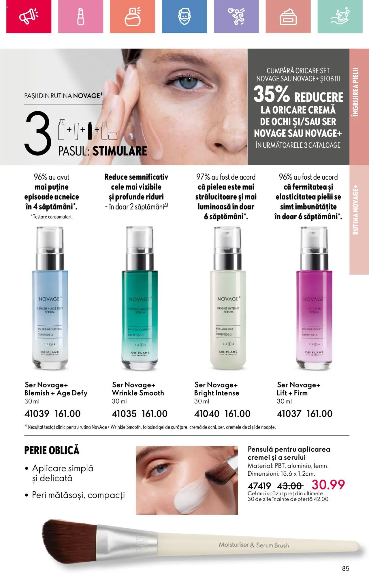 Catalog Oriflame 4 - 24 Mai 2025 | Pagina 85 | Produse: Serum, Perie, Cremă