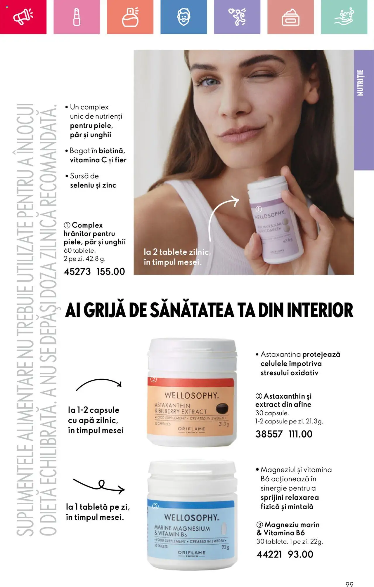 Catalog Oriflame 4 - 24 Mai 2025 | Pagina 99 | Produse: Afine, Tabletă, Apă