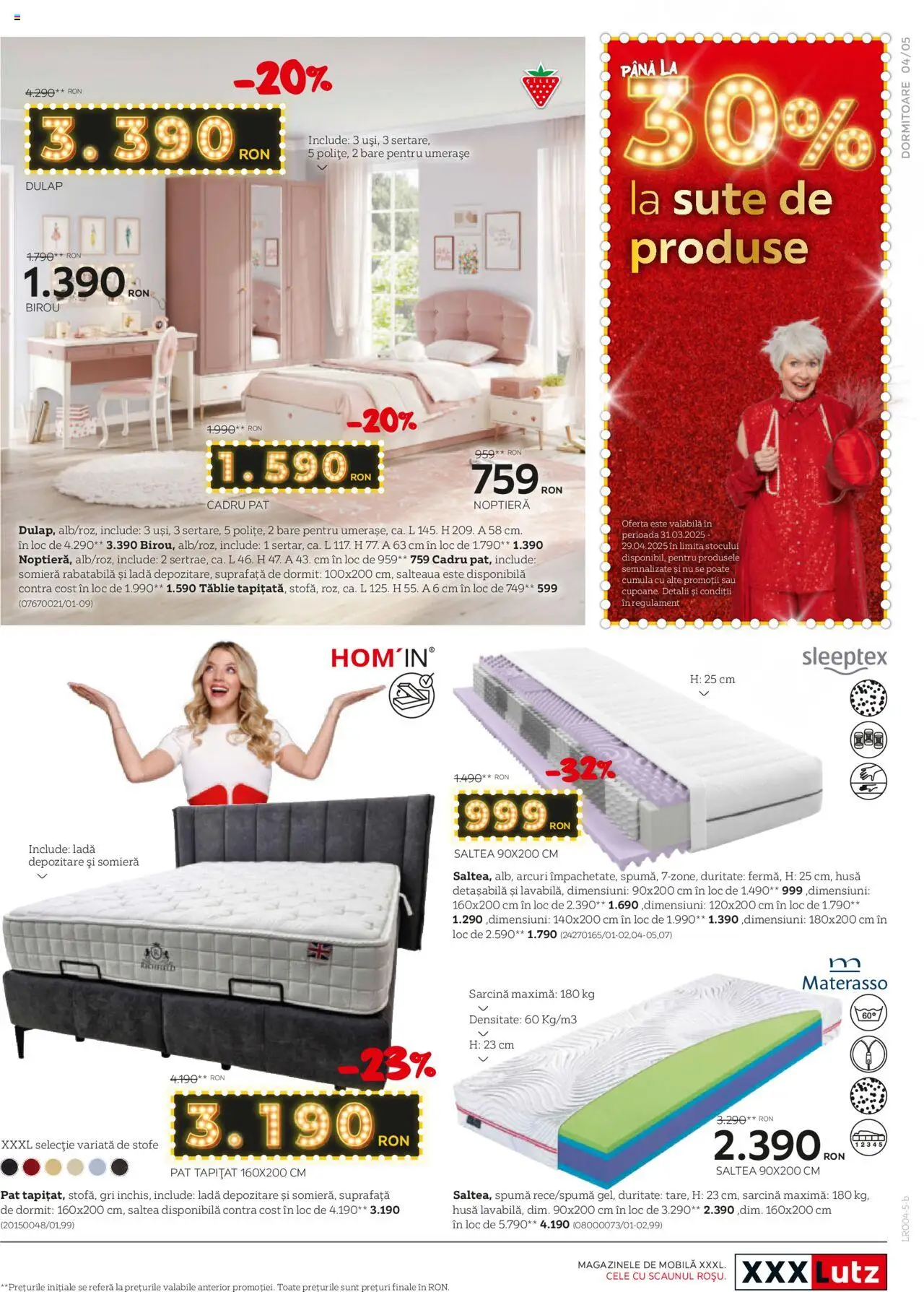 Catalog XXXLutz 14 Aprilie - 4 Mai 2025 | Pagina 5 | Produse: Çikolatalı gofret, Pat, Saltea, Noptieră