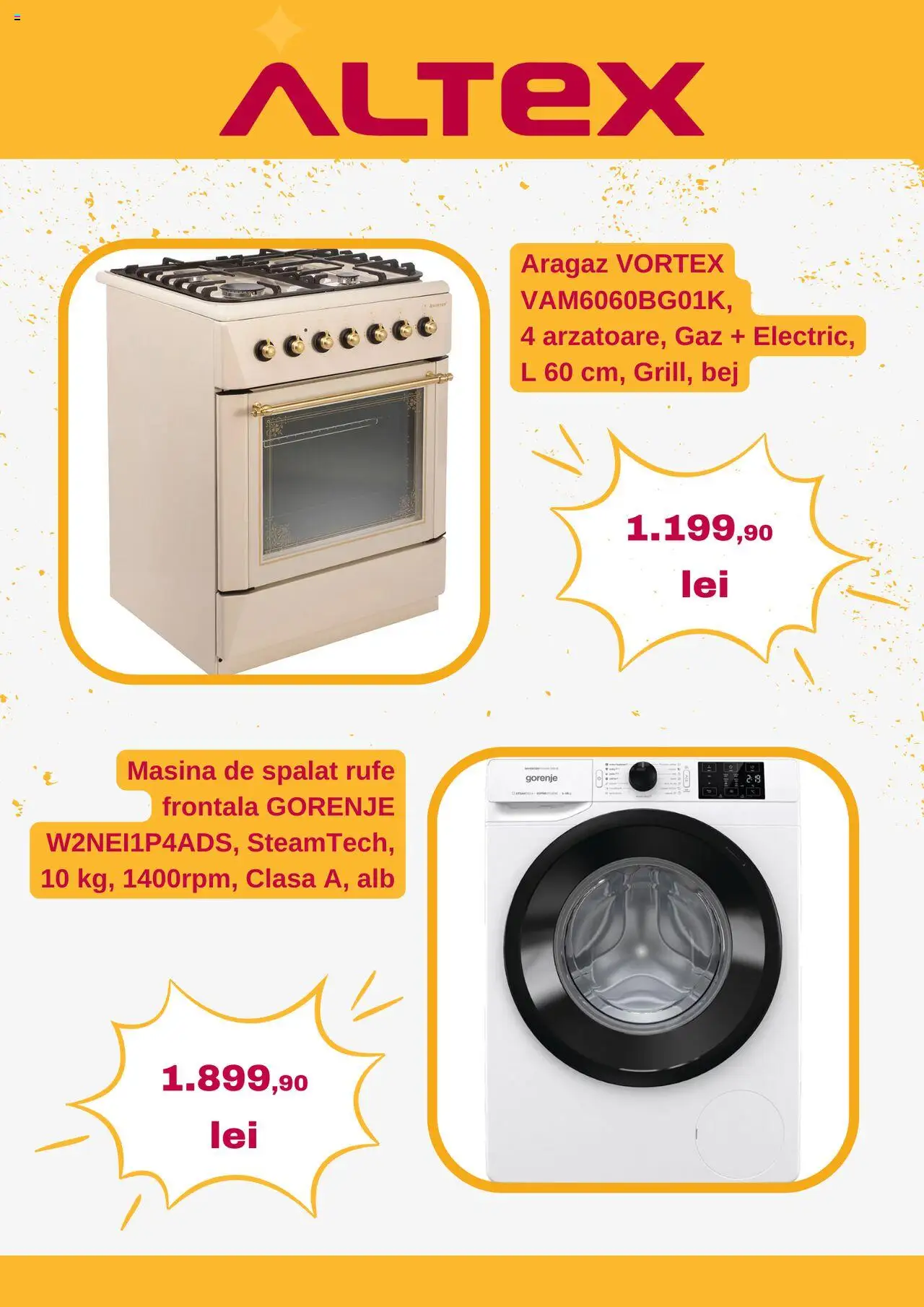 Catalog Altex 24 - 30 Aprilie 2025 | Pagina 6 | Produse: Mașină De Spălat, Aragaz