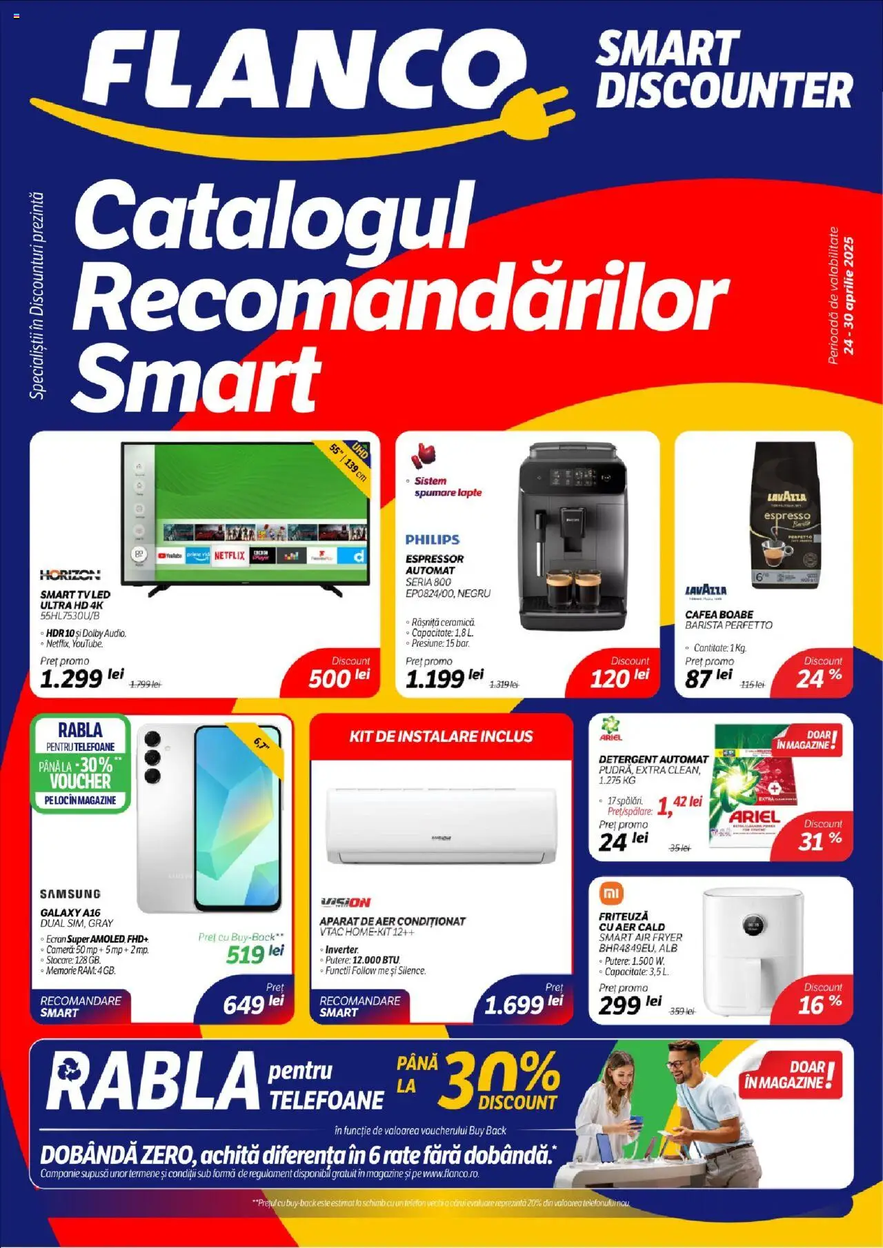 Catalog Flanco 24 - 30 Aprilie 2025 | Pagina 1 | Produse: Telefon, Memorie, Lapte, Cafea