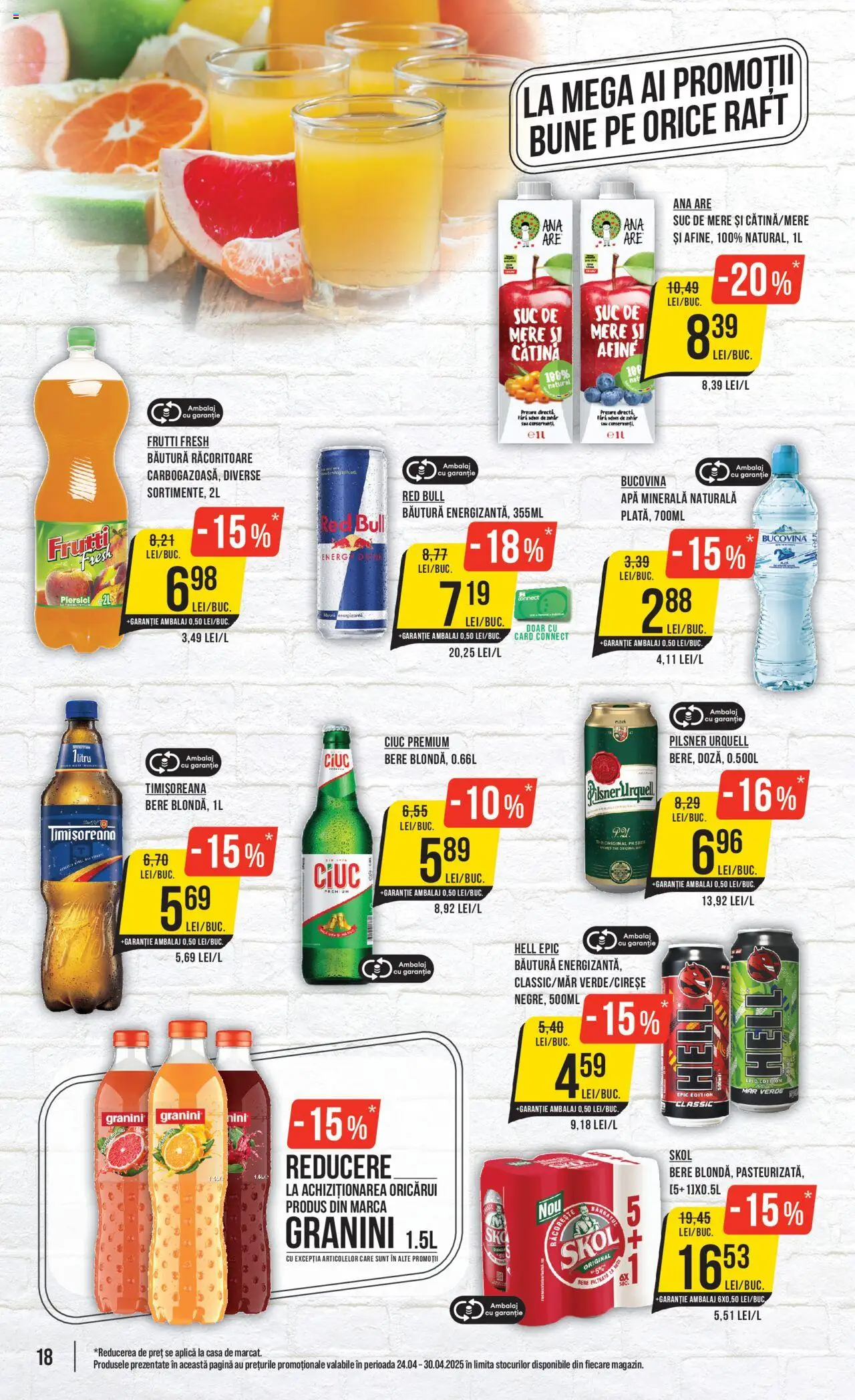 Catalog Mega Image 24 - 30 Aprilie 2025 | Pagina 18 | Produse: Afine, Yazı tahtası kalemi, Suc, Mere