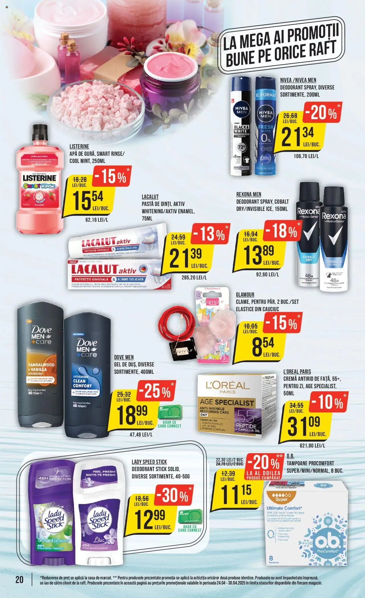 Catalog Mega Image 24 - 30 Aprilie 2025 | Pagina 20 | Produse: Raft, Cremă, Pastă de dinți, Tampoane