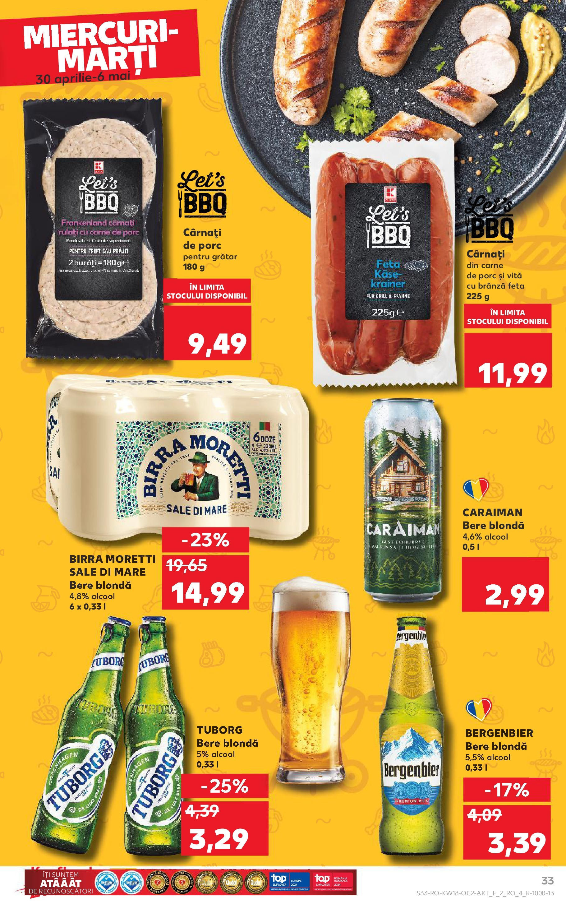 Catalog Kaufland 30 Aprilie - 6 Mai 2025 | Pagina 33 | Produse: Grill, Grătar, Brânză, Bere