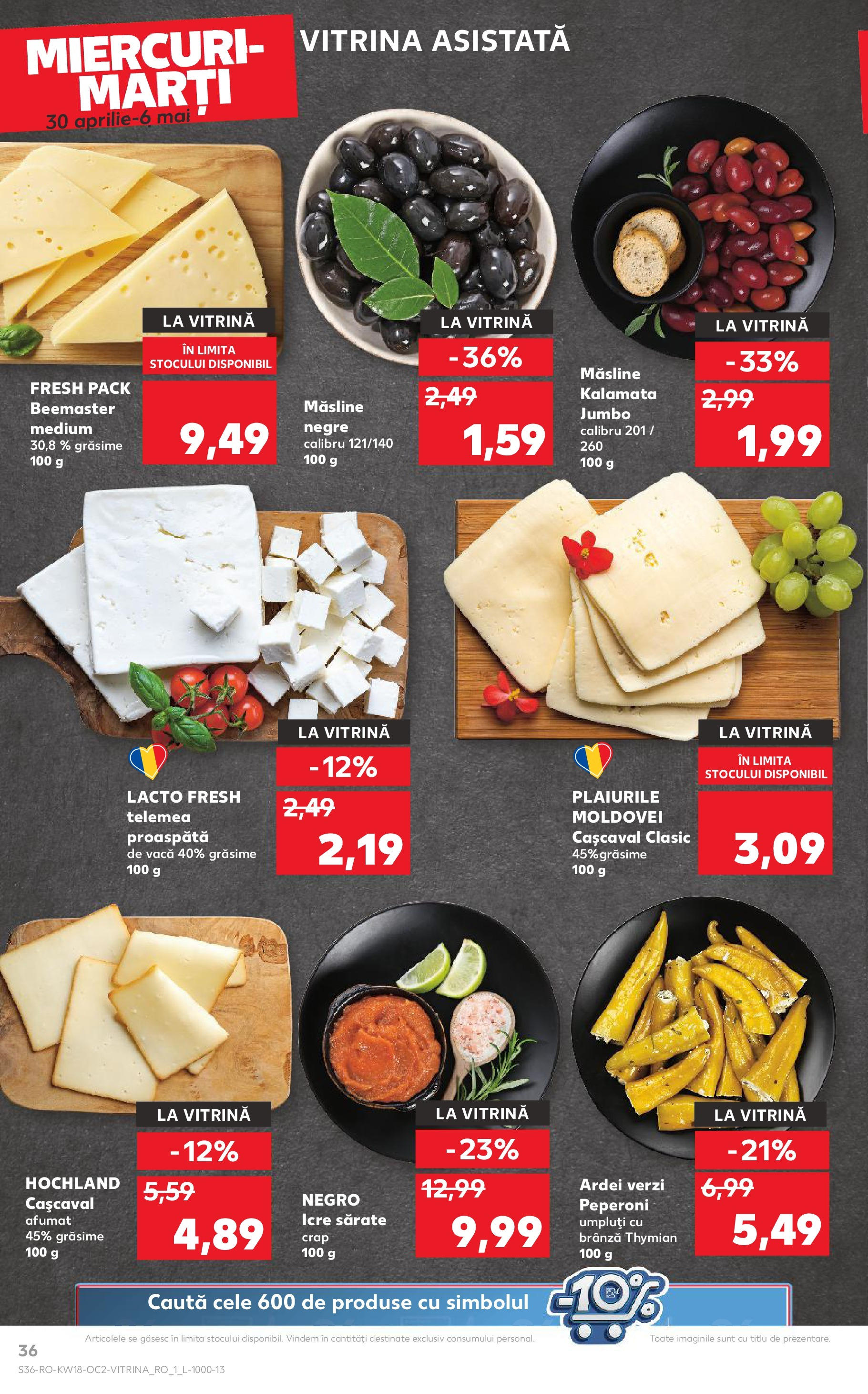 Catalog Kaufland 30 Aprilie - 6 Mai 2025 | Pagina 36 | Produse: Vitrină, Cașcaval, Ardei, Brânză
