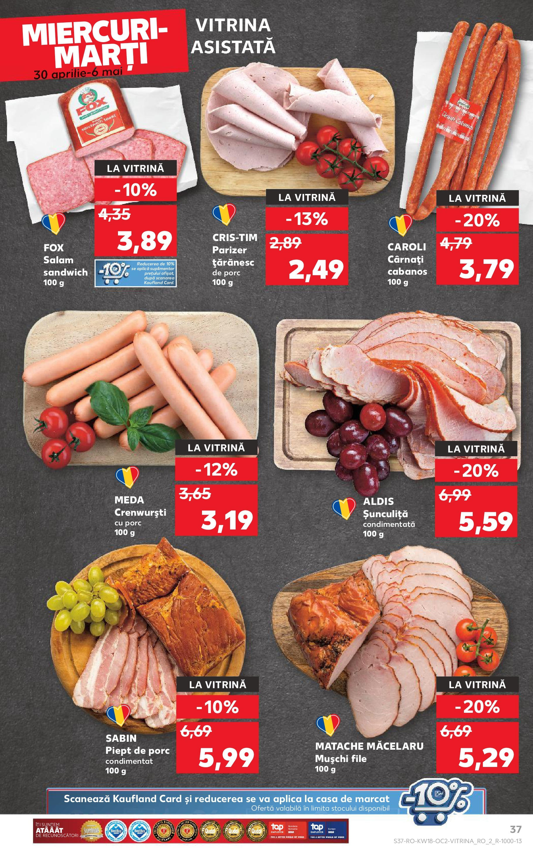 Catalog Kaufland 30 Aprilie - 6 Mai 2025 | Pagina 37 | Produse: Vitrină, Salam, Parizer, Cârnați