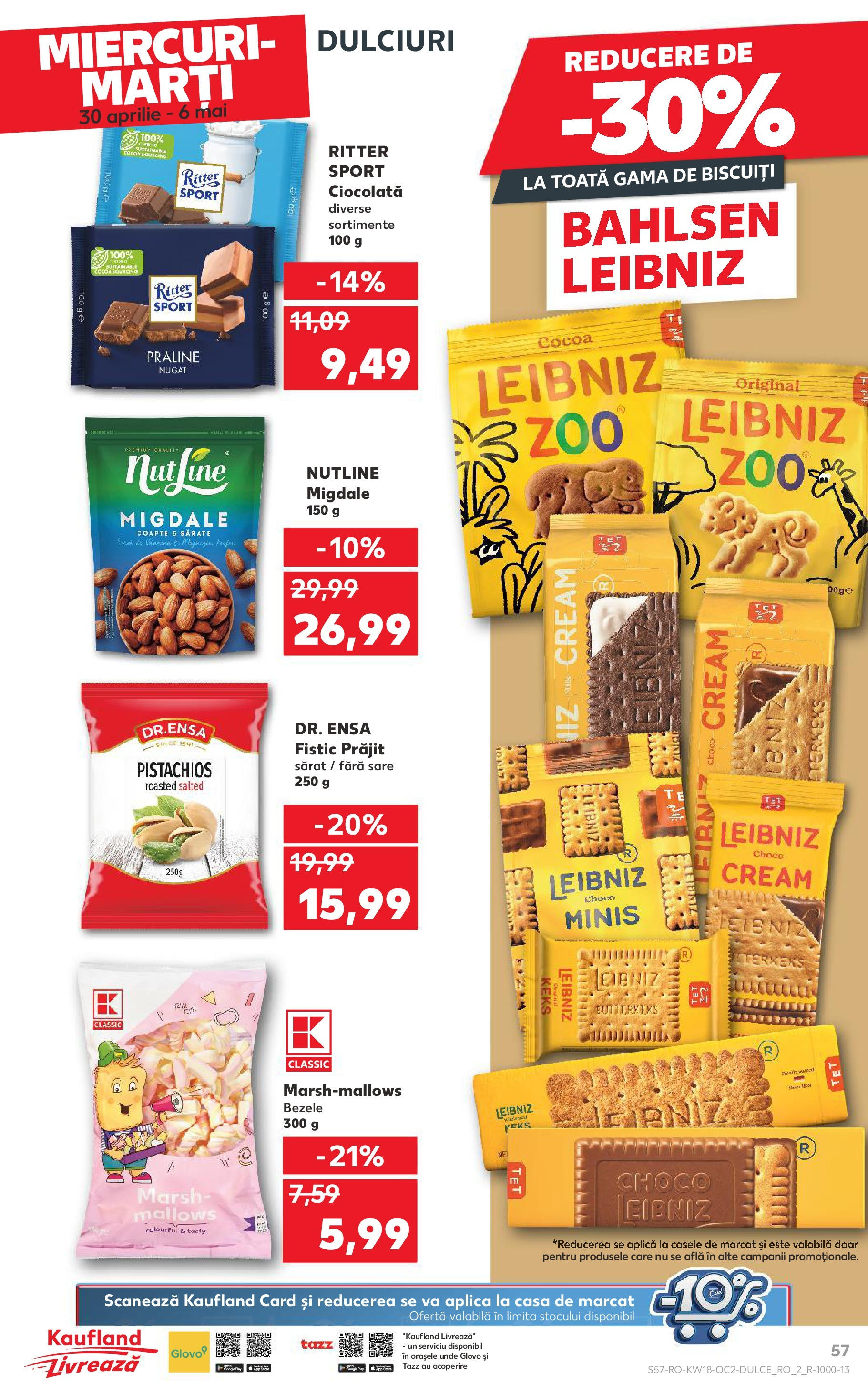 Catalog Kaufland 30 Aprilie - 6 Mai 2025 | Pagina 57 | Produse: Migdale, Ciocolată, Biscuiți, Sare