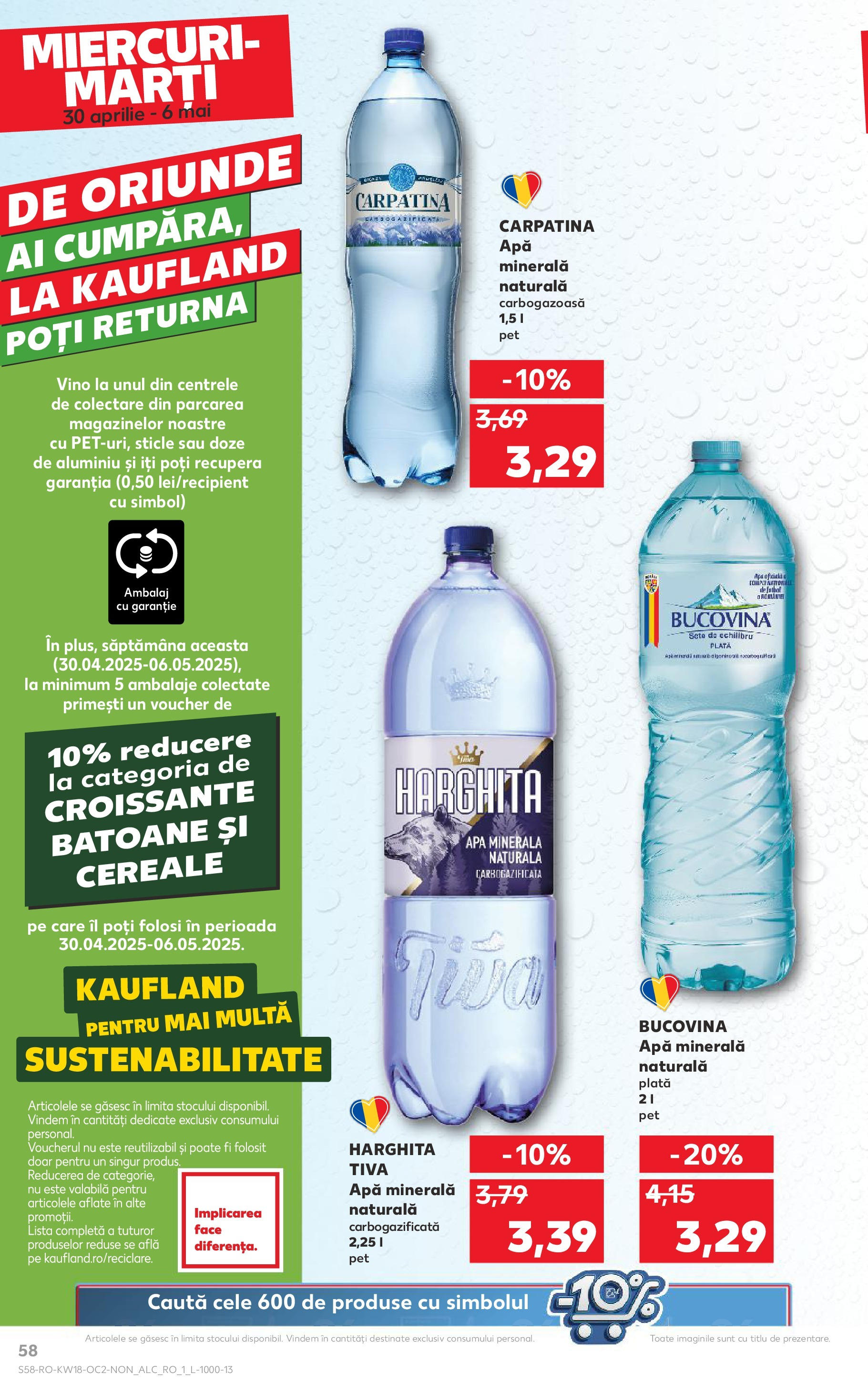 Catalog Kaufland 30 Aprilie - 6 Mai 2025 | Pagina 58 | Produse: Yazı tahtası kalemi, Cereale, Apă