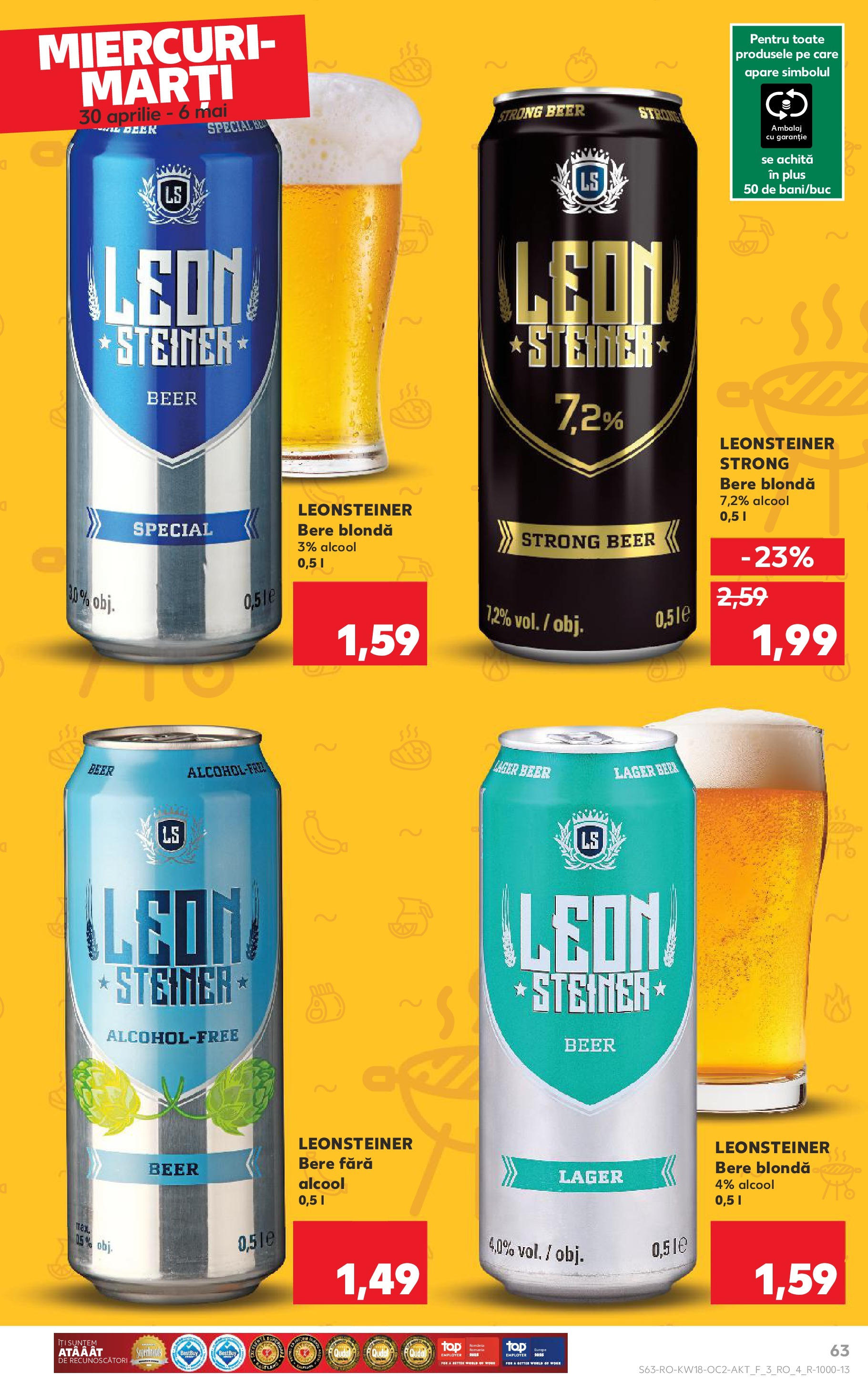 Catalog Kaufland 30 Aprilie - 6 Mai 2025 | Pagina 63 | Produse: Bere