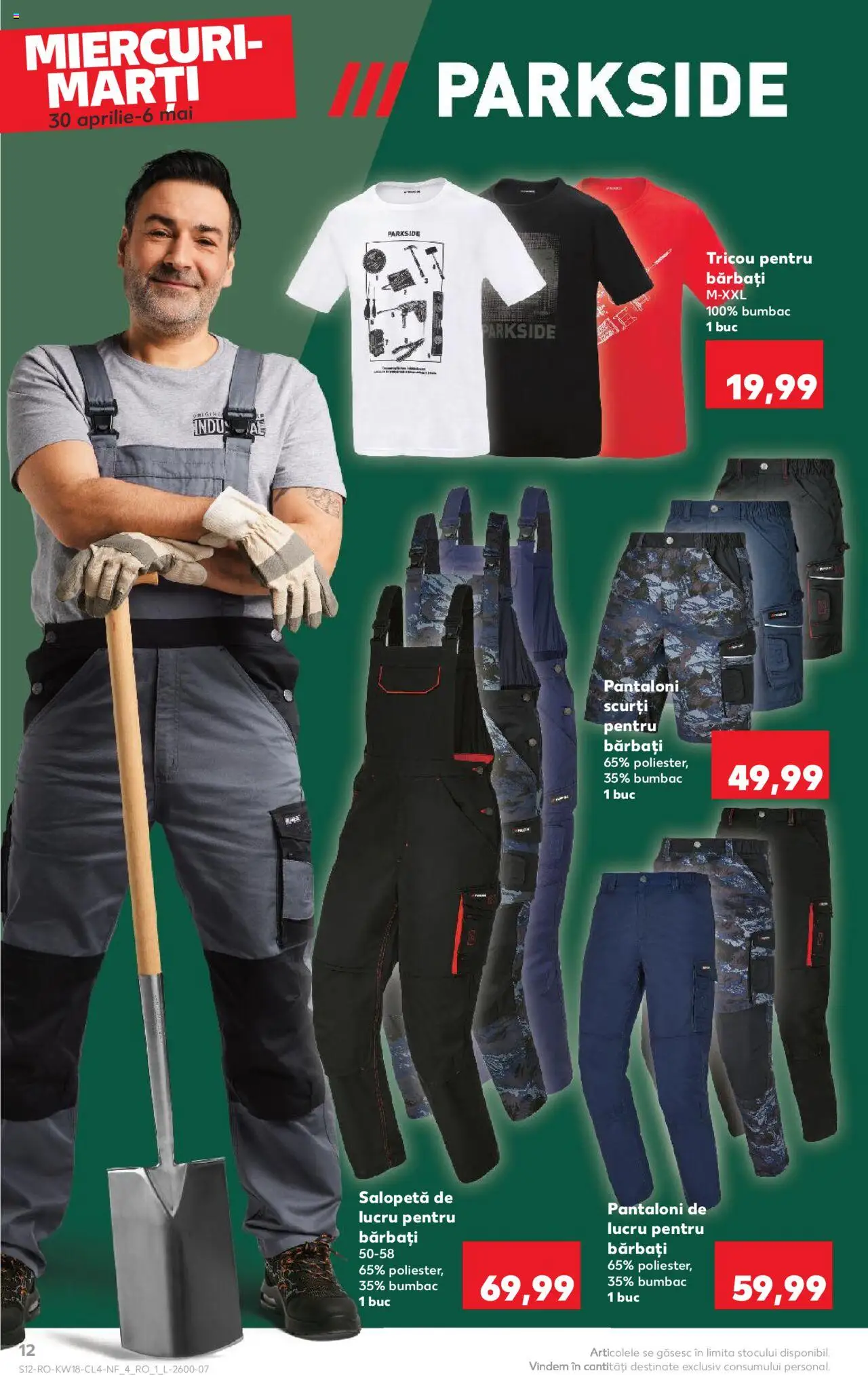 Catalog Kaufland 30 Aprilie - 6 Mai 2025 | Pagina 12 | Produse: Kestane, Tricou, Pantaloni, Salopetă