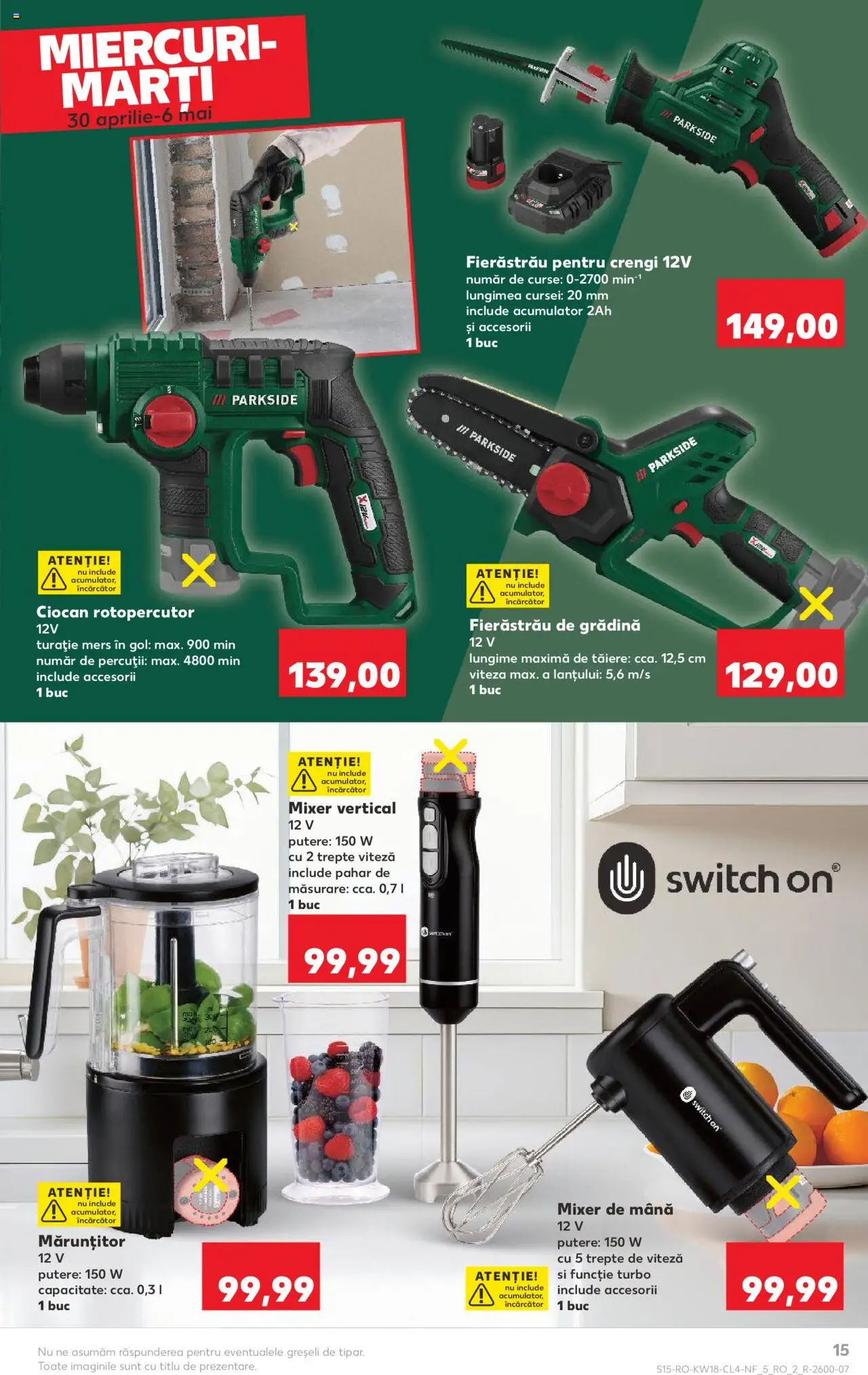 Catalog Kaufland 30 Aprilie - 6 Mai 2025 | Pagina 15 | Produse: Încărcător, Ciocan rotopercutor, Mixer