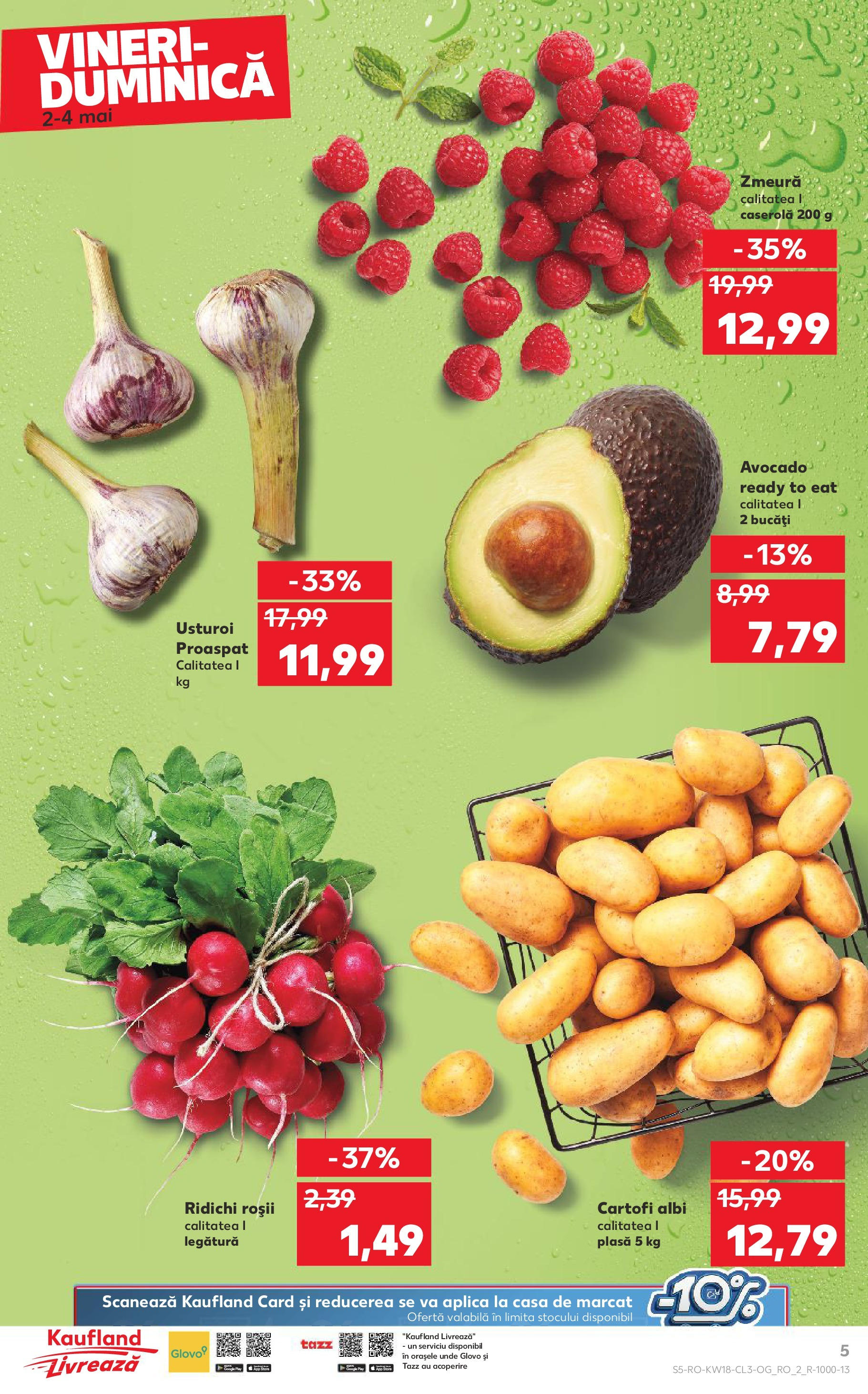 Catalog Kaufland 2 - 4 Mai 2025 | Pagina 5 | Produse: Zmeură, Sıcak çikolata, Cartofi, Usturoi