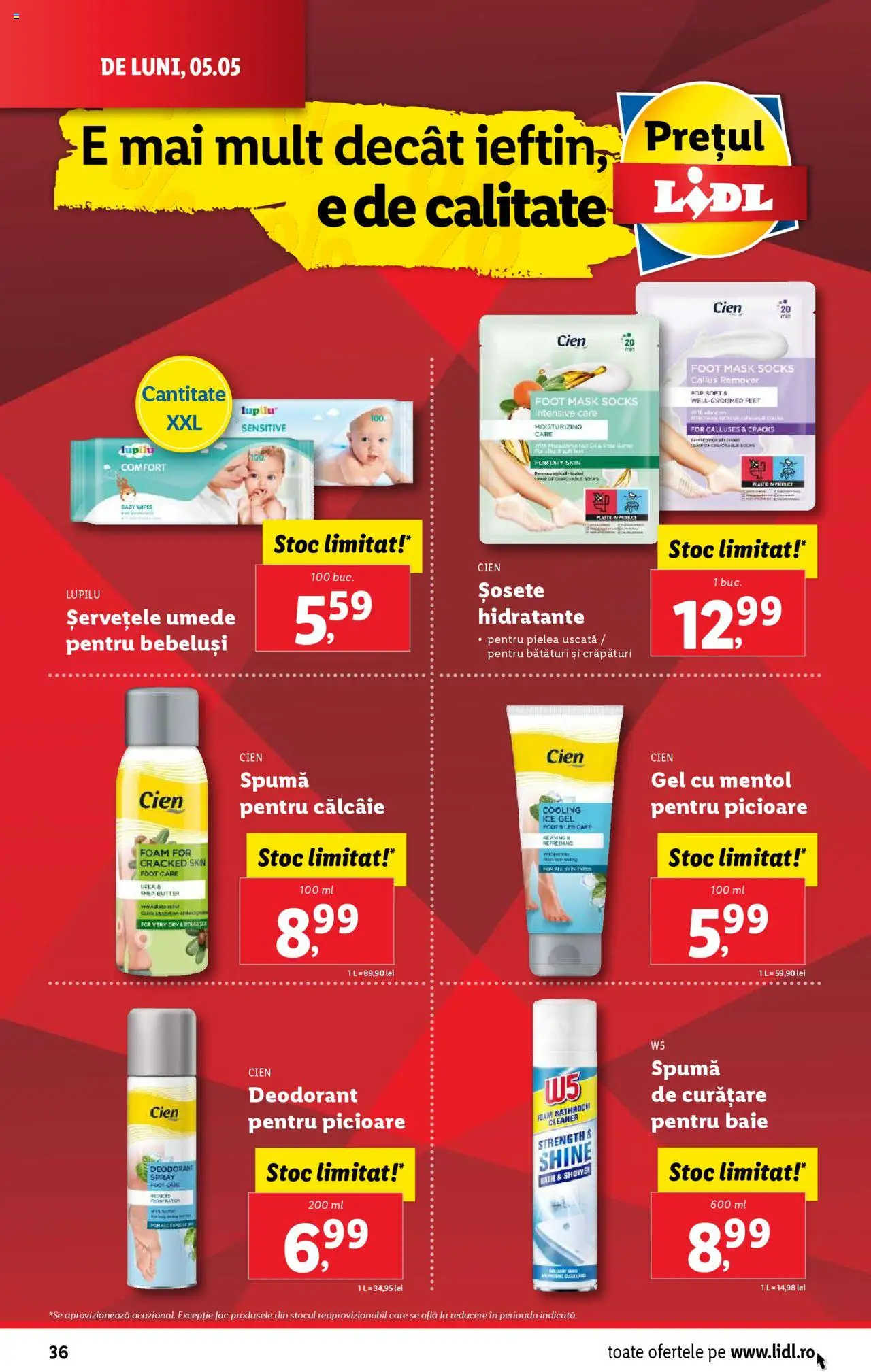 Catalog LIDL 5 - 11 Mai 2025 | Pagina 36 | Produse: Deodorant, Șervețele umede, Șosete