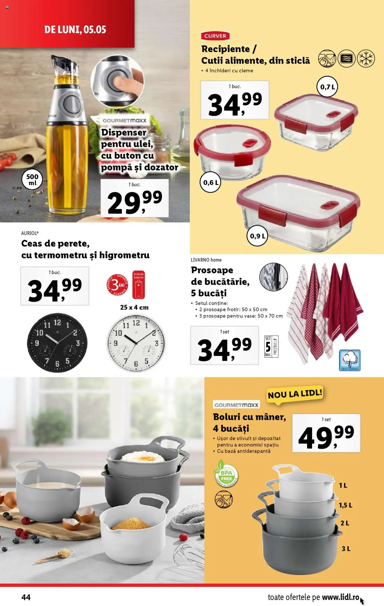 Catalog LIDL 5 - 11 Mai 2025 | Pagina 44 | Produse: Ceas, Termometru, Baterie, Recipiente