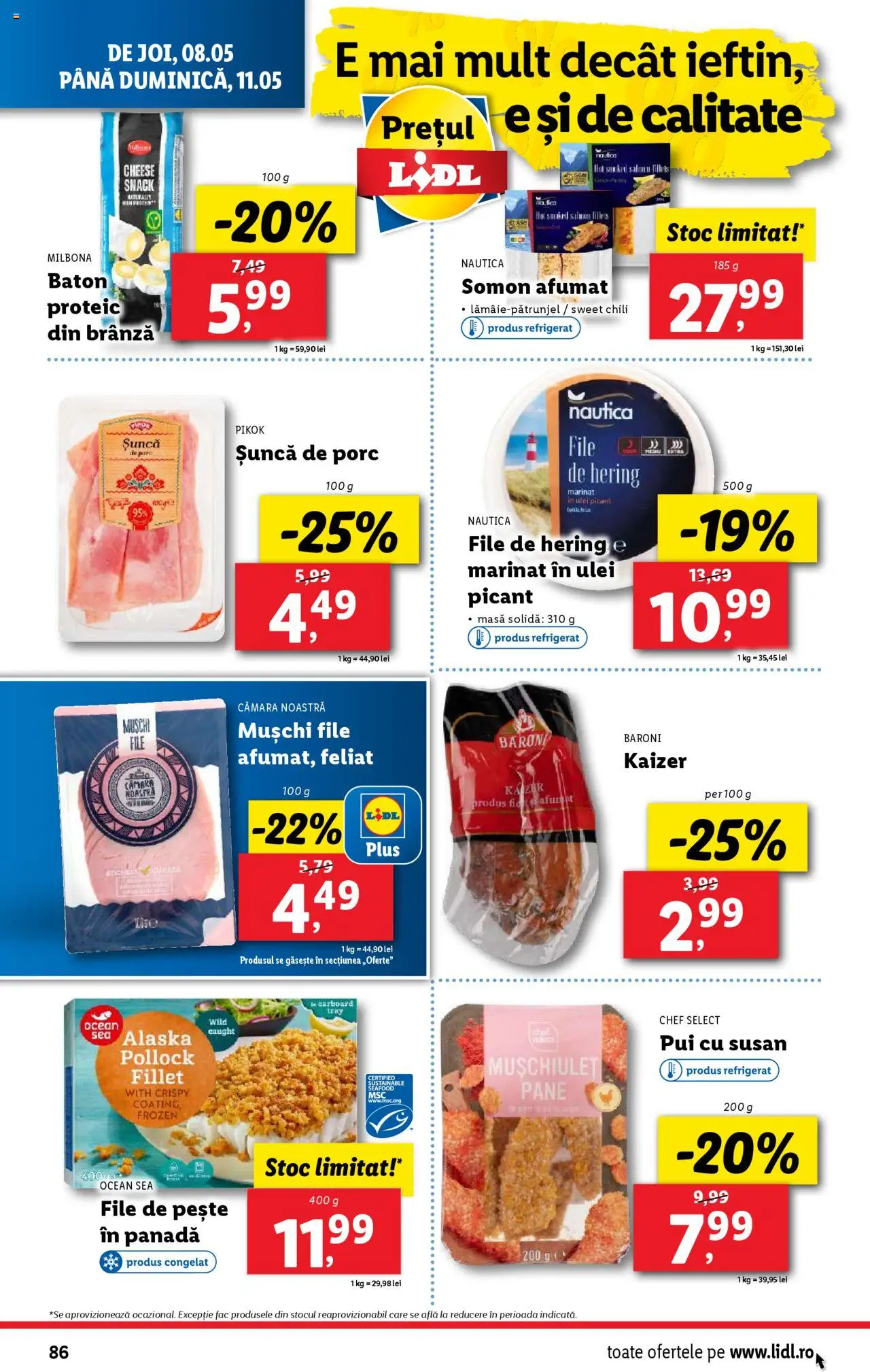 Catalog LIDL 5 - 11 Mai 2025 | Pagina 86 | Produse: Hacıyatmaz Kedi Oyuncağı, Ulei, Șuncă, Pește