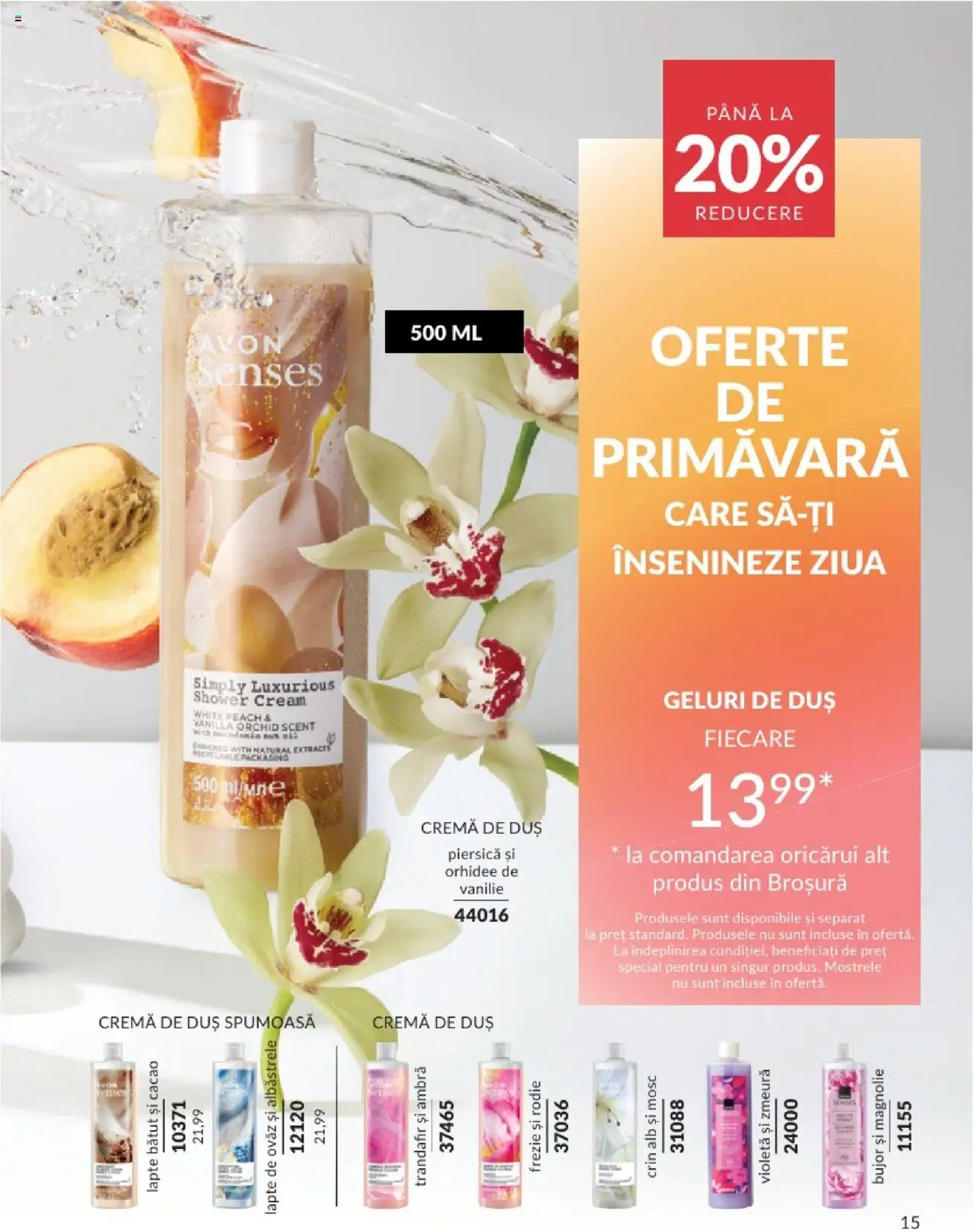 Catalog Avon 1 - 31 Mai 2025 | Pagina 15 | Produse: Piersică, Trandafir, Duș, Cacao
