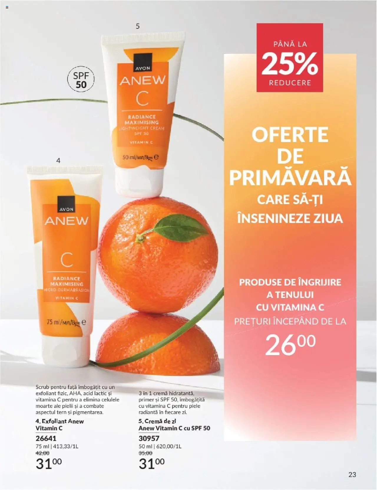 Catalog Avon 1 - 31 Mai 2025 | Pagina 23 | Produse: Exfoliant, Cremă de zi, Scrub, Cremă