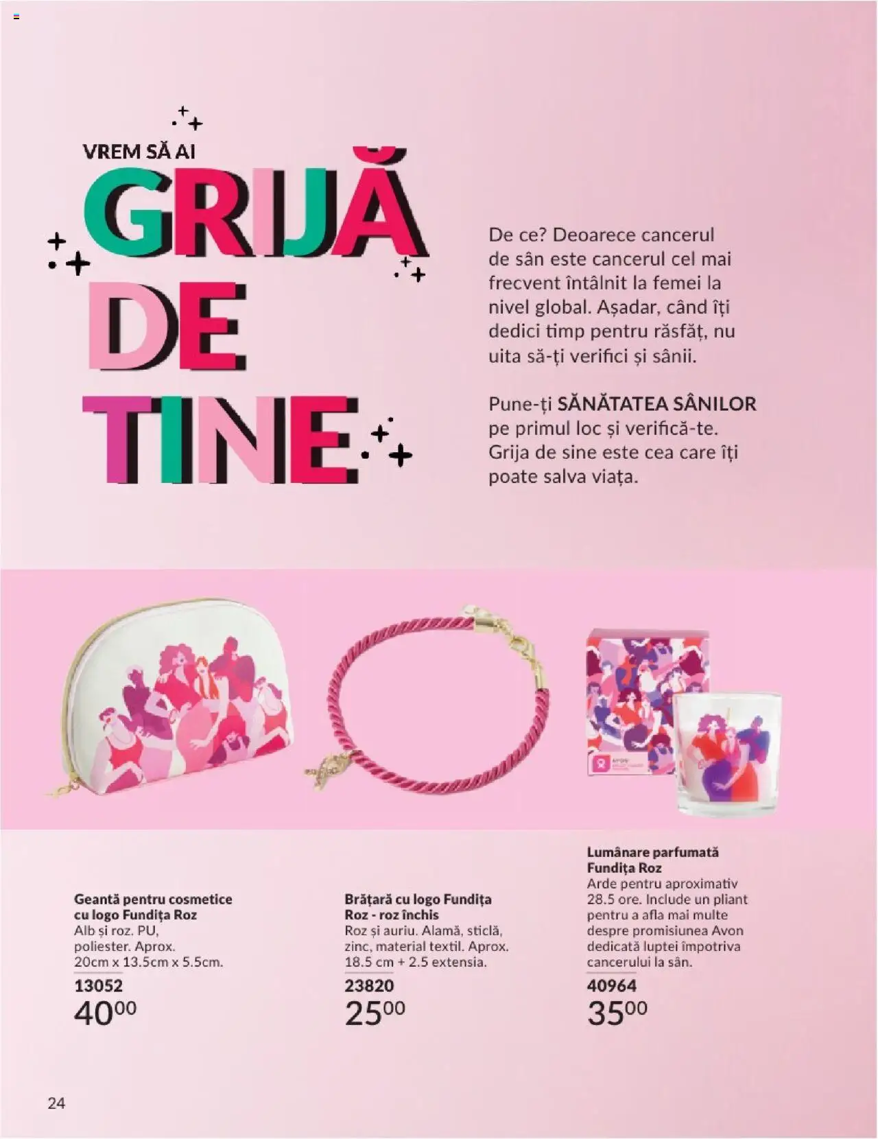 Catalog Avon 1 - 31 Mai 2025 | Pagina 24 | Produse: Geantă pentru cosmetice, Geantă, Brățară, Lumânare