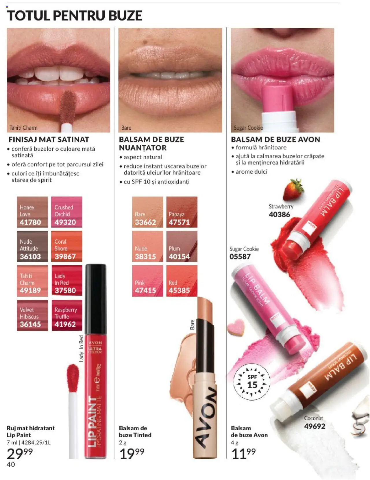 Catalog Avon 1 - 31 Mai 2025 | Pagina 40 | Produse: Ruj, Balsam, Boncuklu Oyuncakları