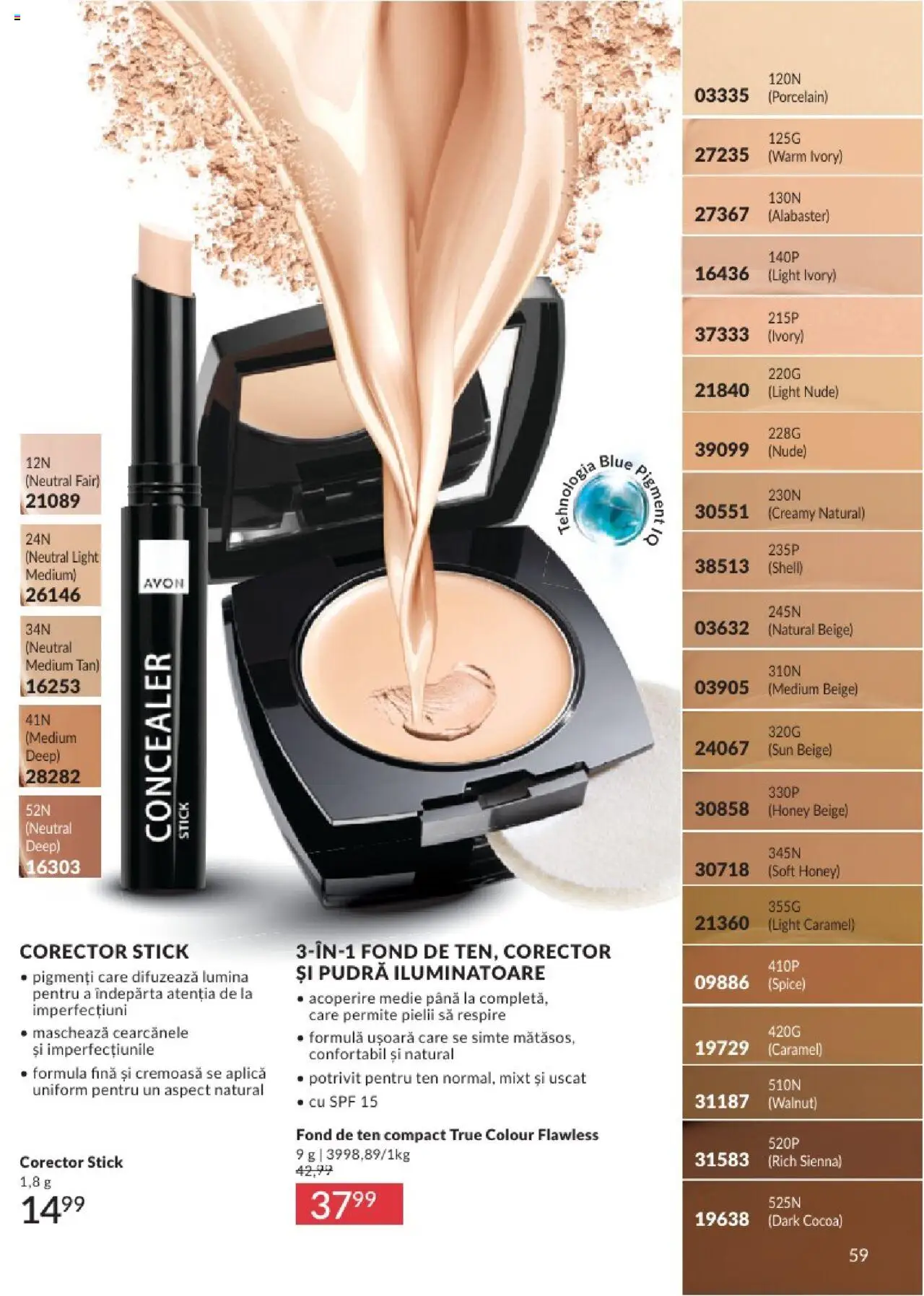 Catalog Avon 1 - 31 Mai 2025 | Pagina 59 | Produse: Fond de ten, Tavuk suyu, Concealer, Pudră